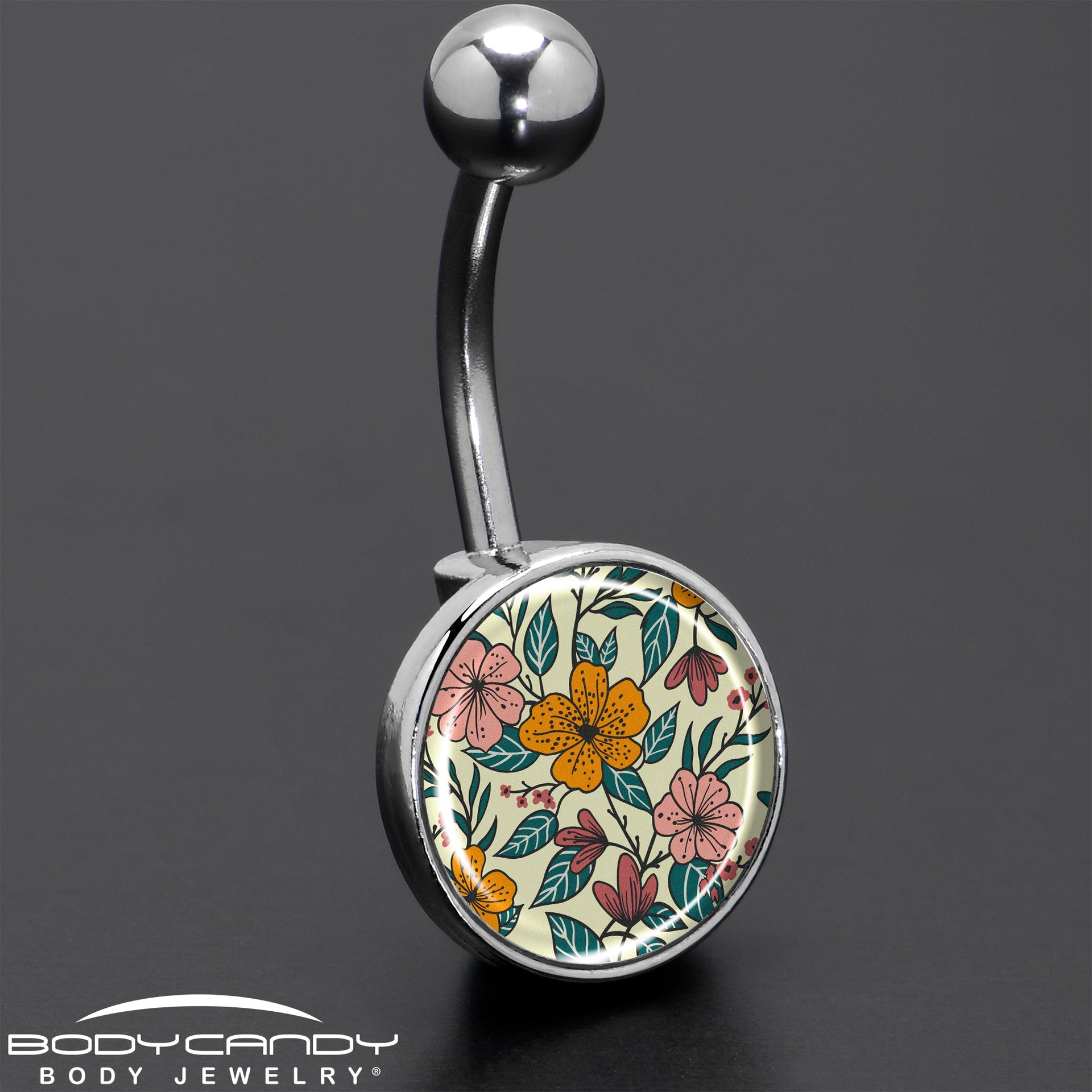 Wildflower Floral Belly Ring 14g Stainless Steel Navel Piercing