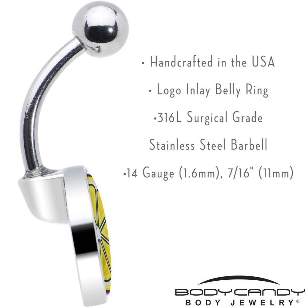Yellow Lemon Slice Navel Ring Stainless Steel Belly Barbell - Image 7