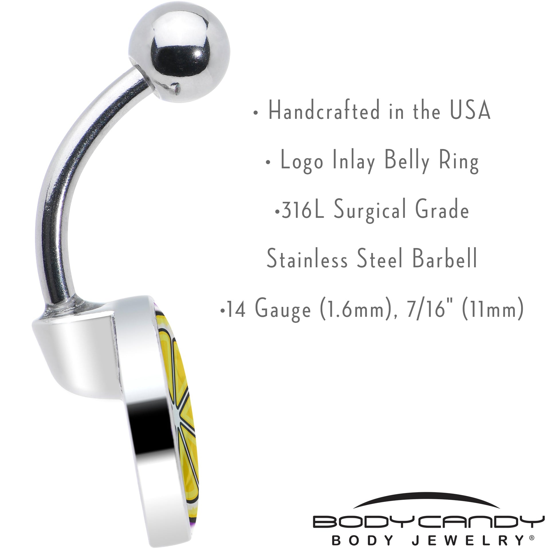 Yellow Lemon Slice Navel Ring Stainless Steel Belly Barbell - Image 7