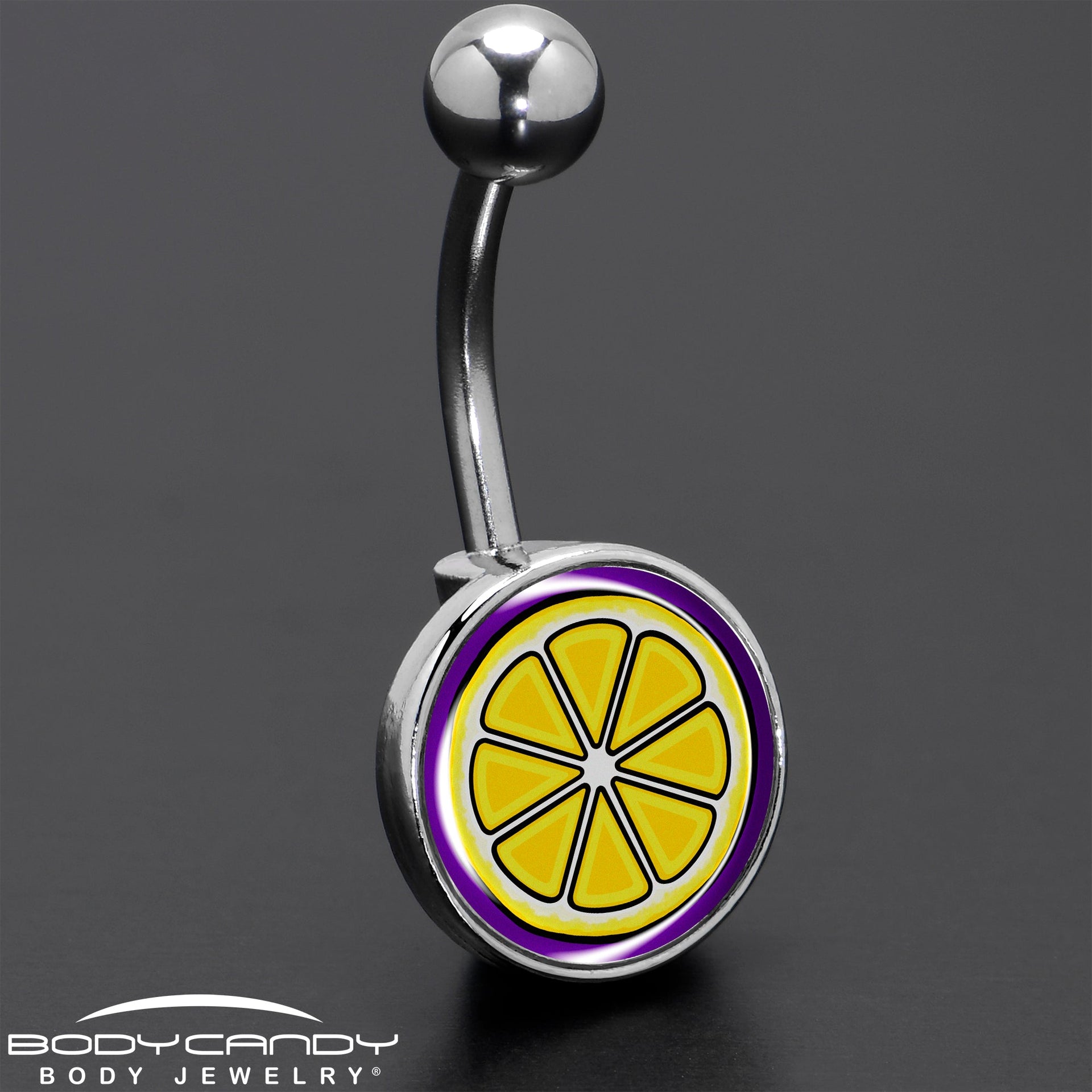 Yellow Lemon Slice Navel Ring Stainless Steel Belly Barbell - Image 8