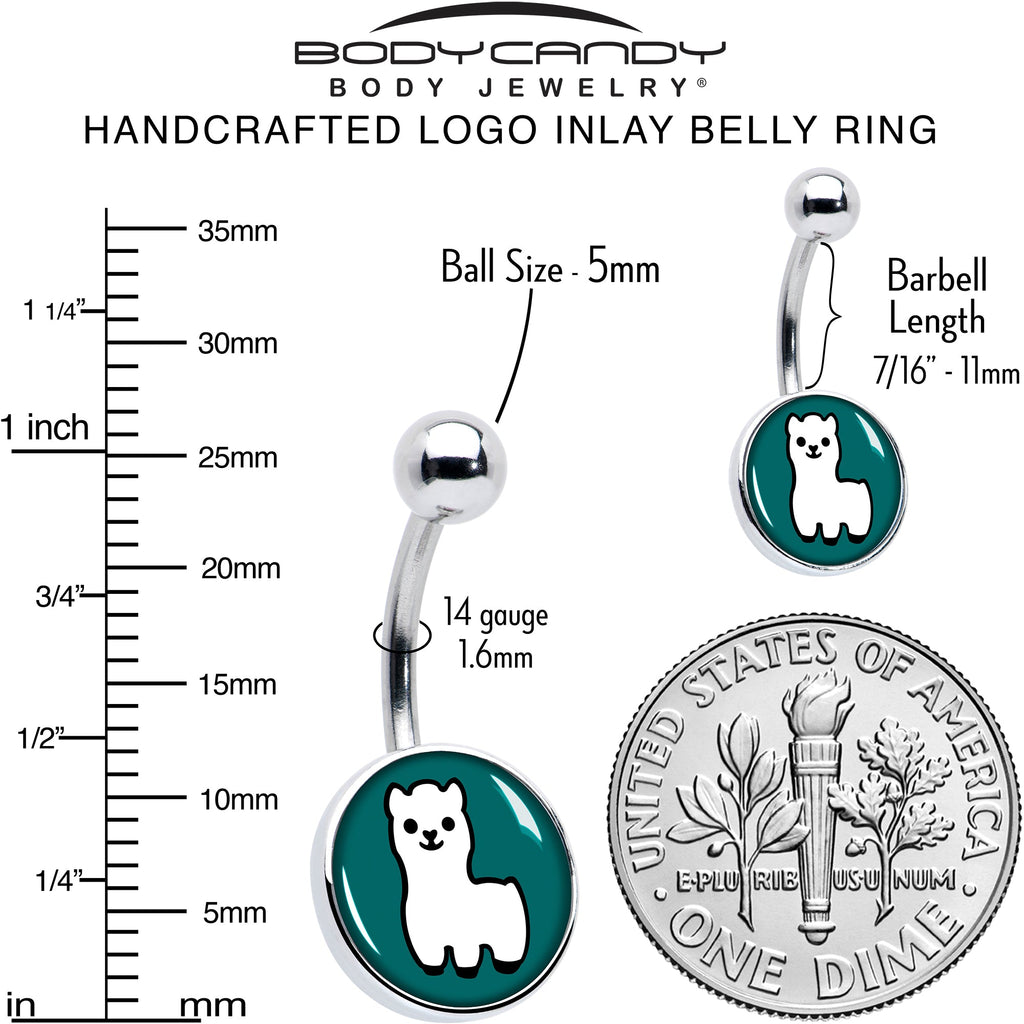 White Llama Navel Piercing 14 Gauge Surgical Steel Belly Ring - Image 6