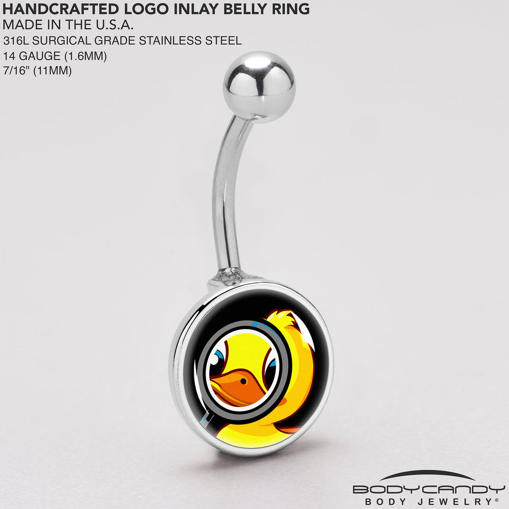 Yellow Duck Magnifying Glass Navel Belly Ring Steel 14G - Image 5