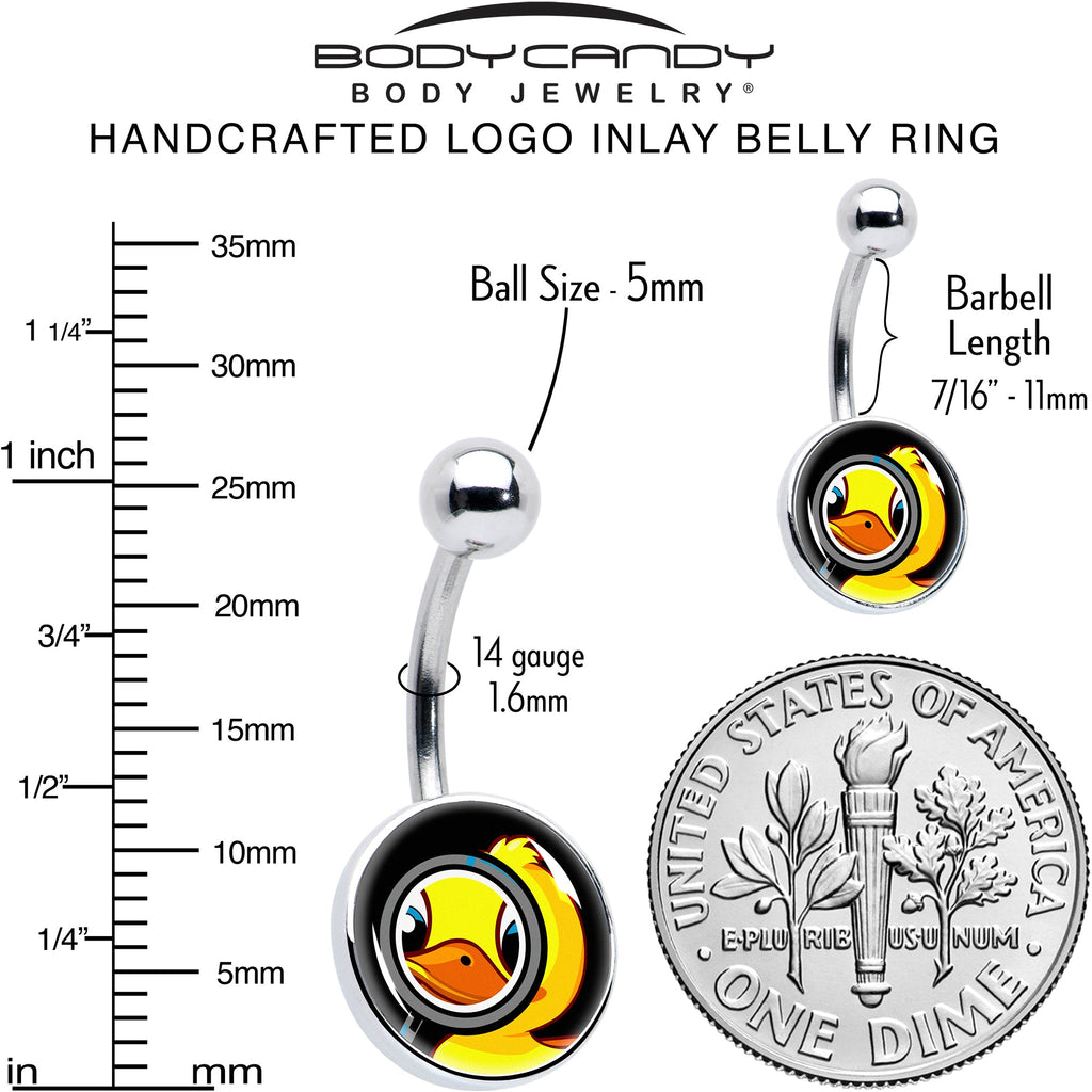 Yellow Duck Magnifying Glass Navel Belly Ring Steel 14G - Image 6