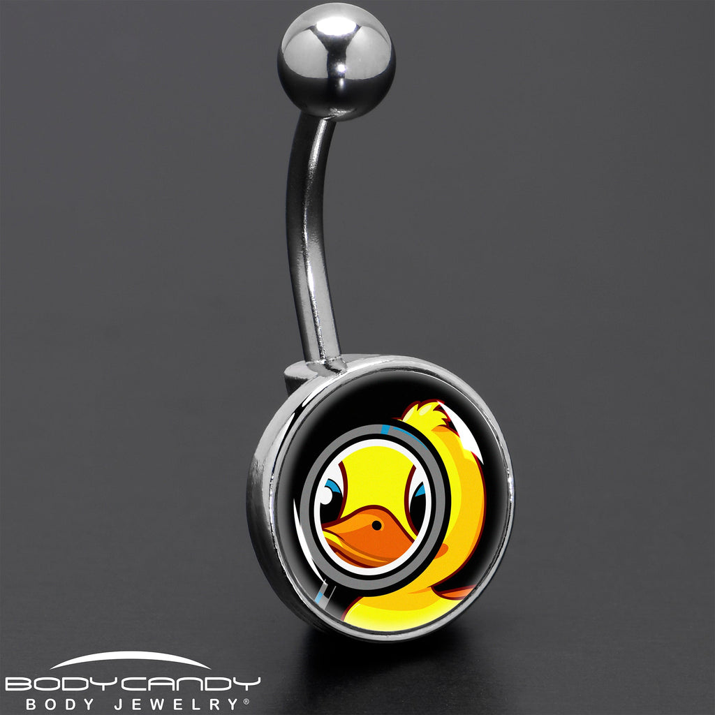 Yellow Duck Magnifying Glass Navel Belly Ring Steel 14G - Image 7