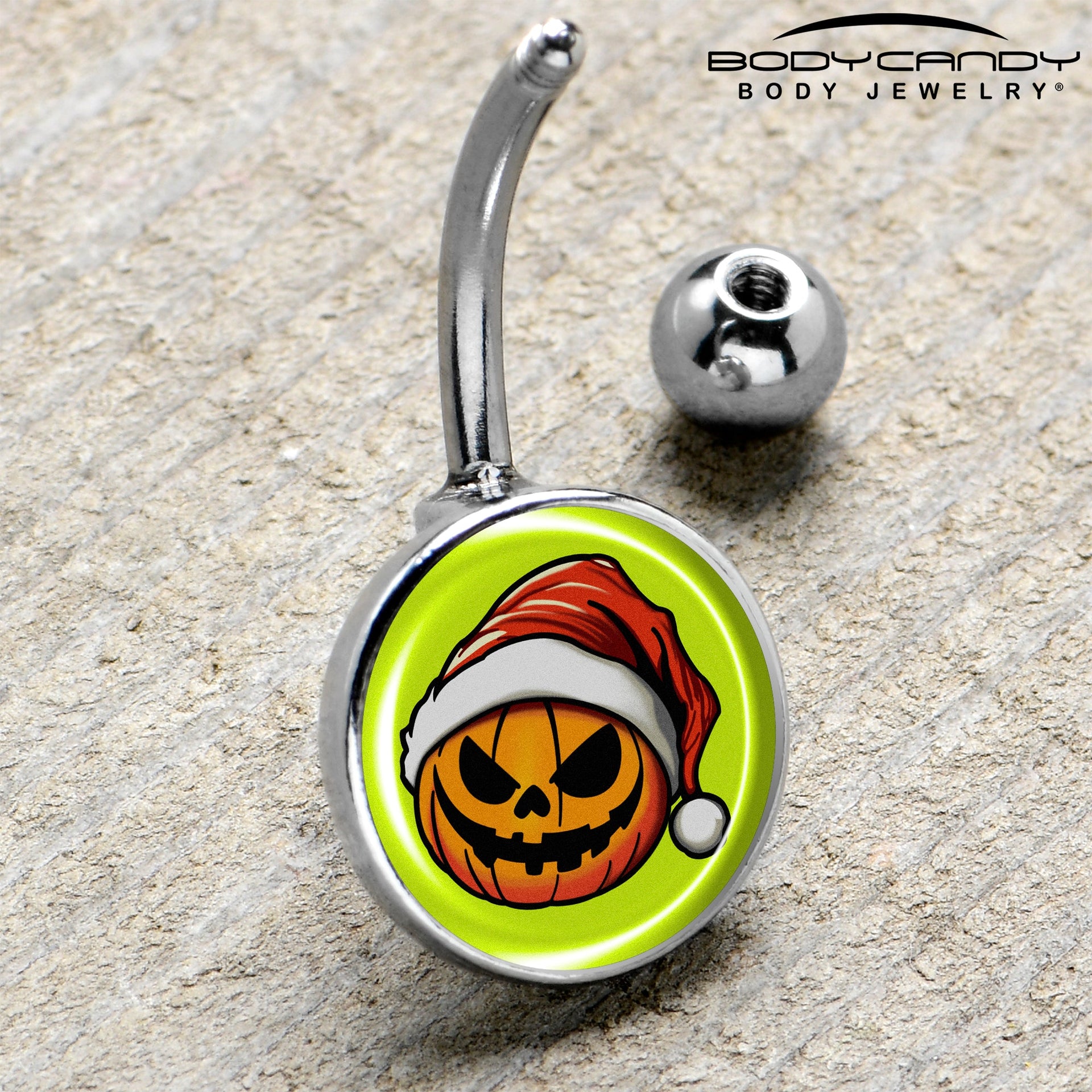 Christmas Holiday Santa Hat Pumpkin Belly Ring by Onyx O