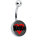 XOXO Red Heart Navel Ring in Surgical Grade Stainless Steel