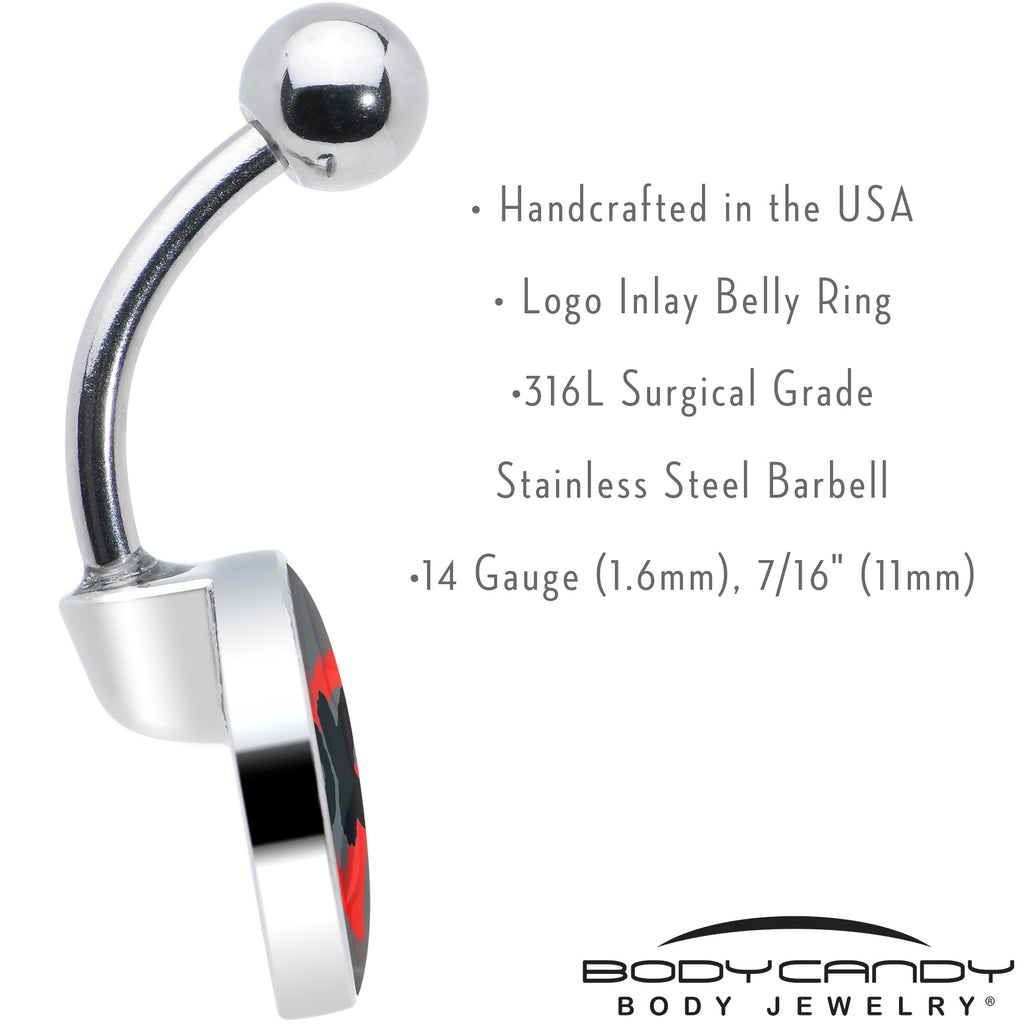 XOXO Red Heart Navel Ring in Surgical Grade Stainless Steel