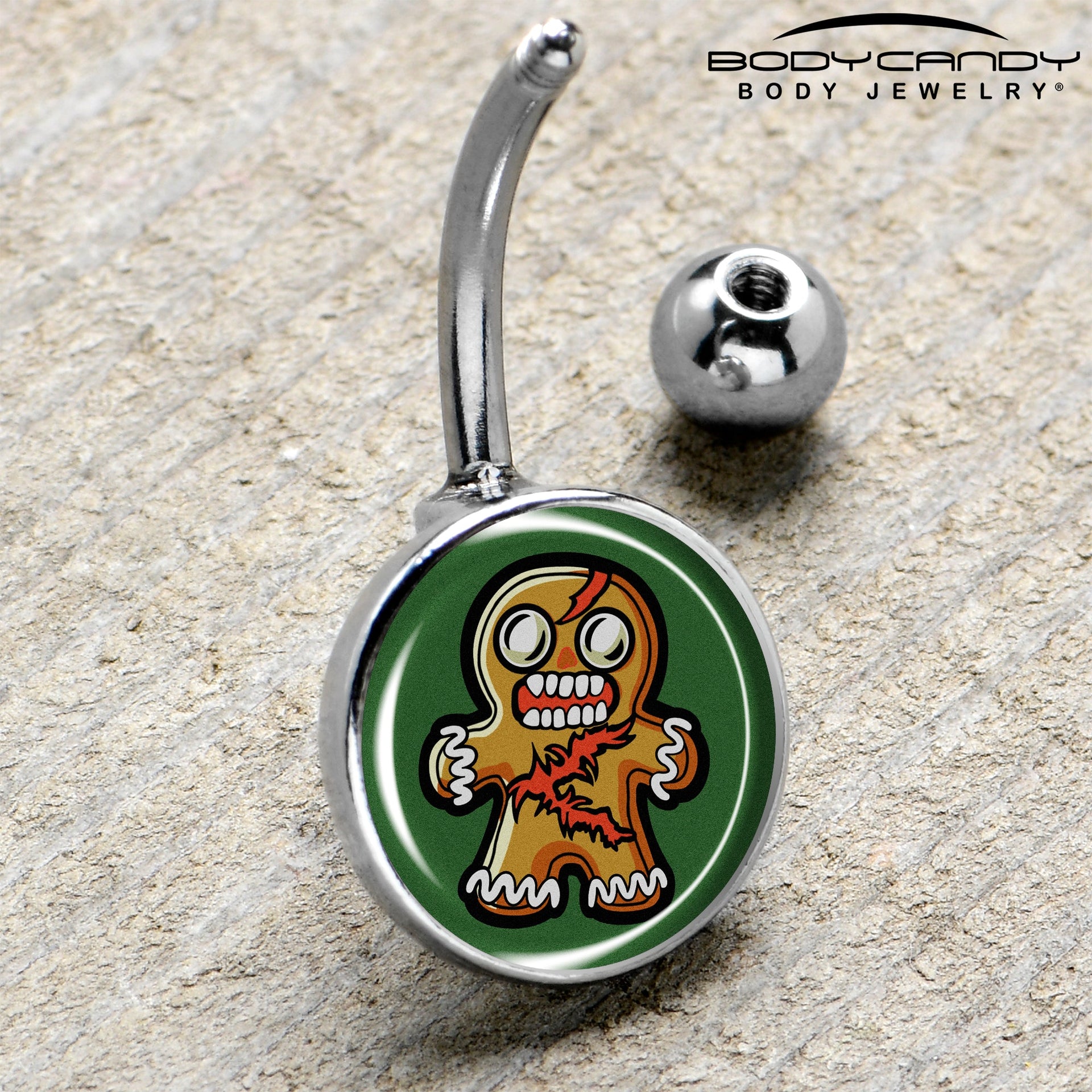 Zombie Gingerbread Man Christmas Belly Button Ring - Image 4