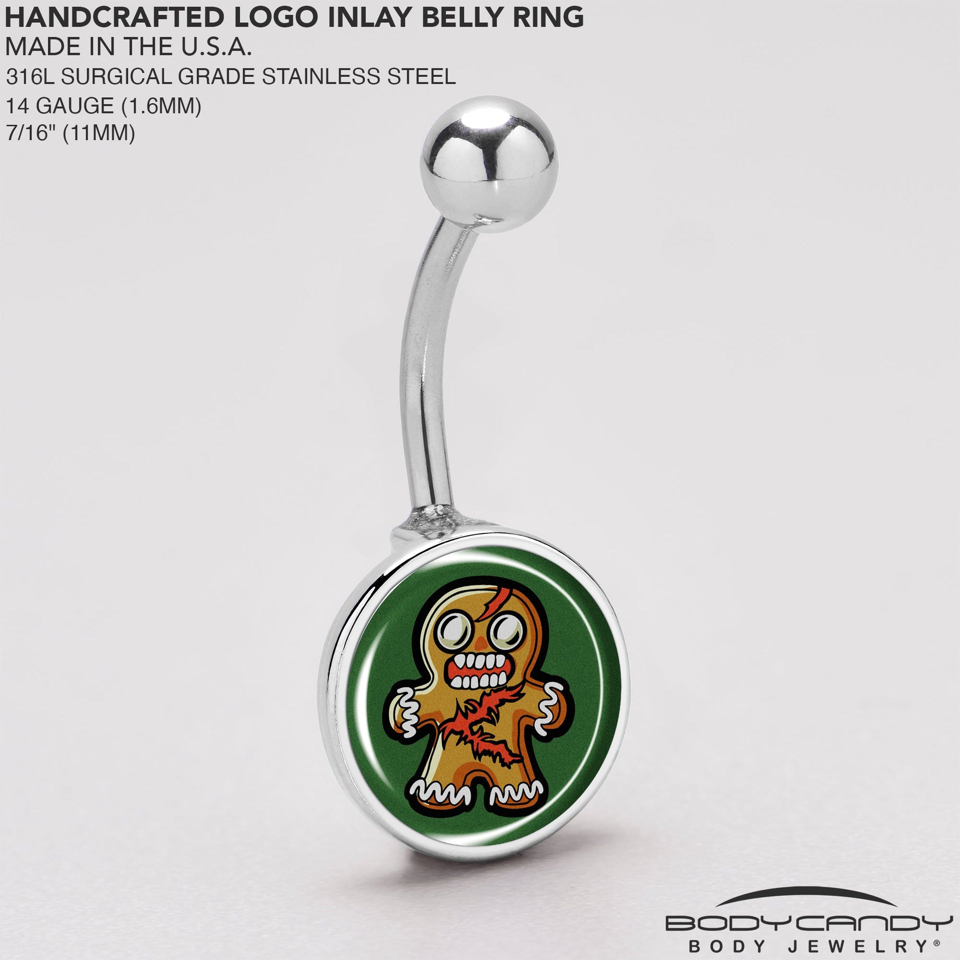 Zombie Gingerbread Man Christmas Belly Button Ring - Image 5