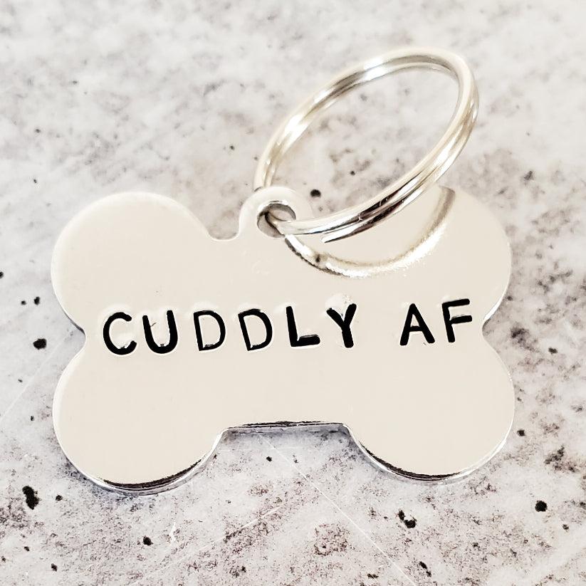 CUDDLY AF Bone-Shaped Pet Tag