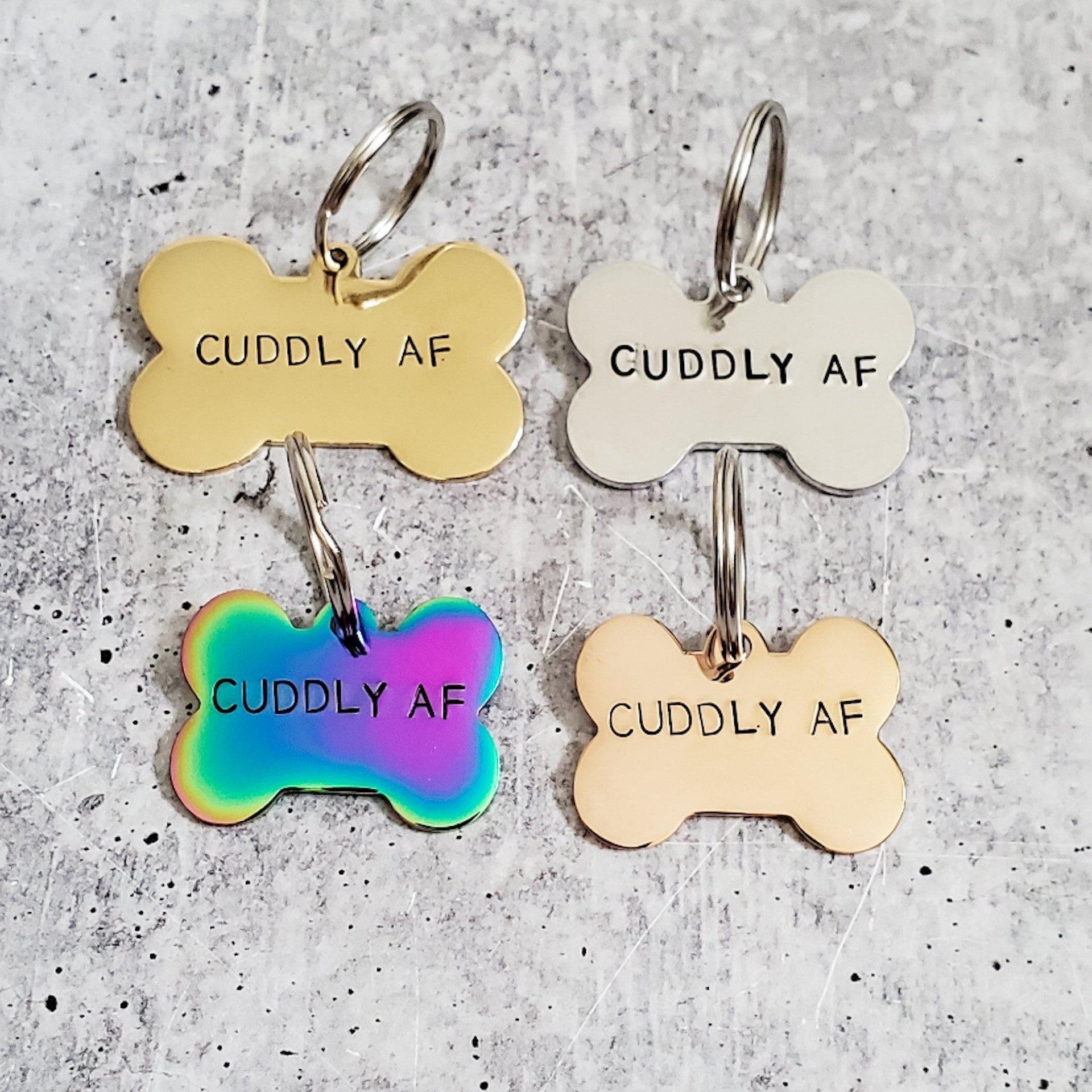 CUDDLY AF Bone-Shaped Pet Tag