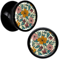 Wildflower Black Acrylic Saddle Plug Set for Ear Stretching