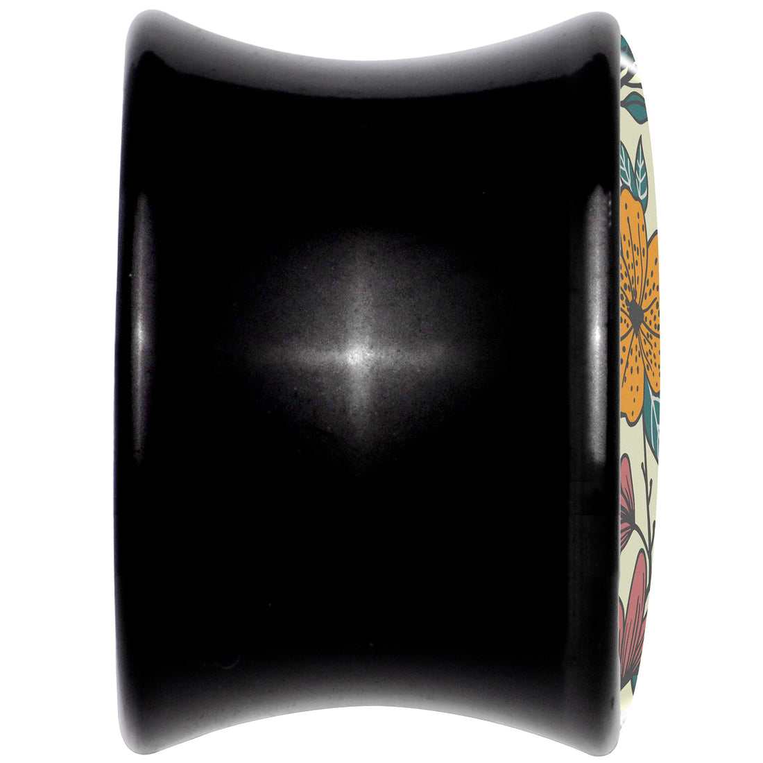 Wildflower Black Acrylic Saddle Plug Set for Ear Stretching