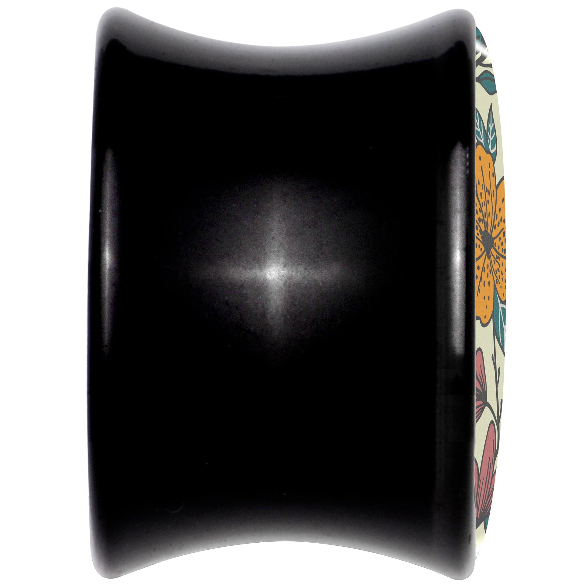 Wildflower Black Acrylic Saddle Plug Set for Ear Stretching