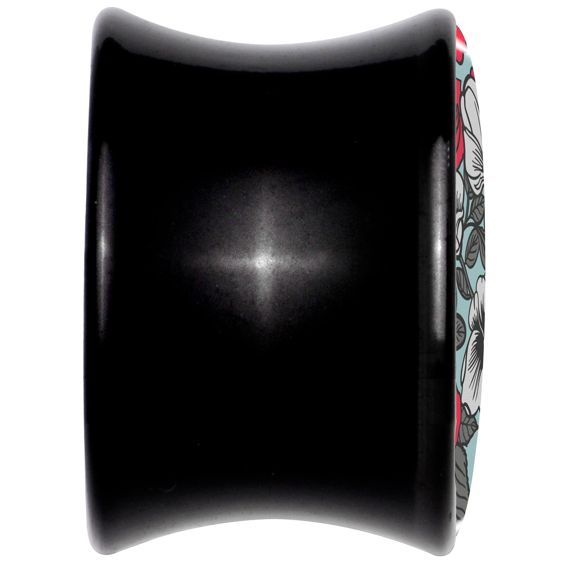 Blossom Creation Vibrant Bloom of Flowers Black Acrylic Saddle Plug Set by Onyx O