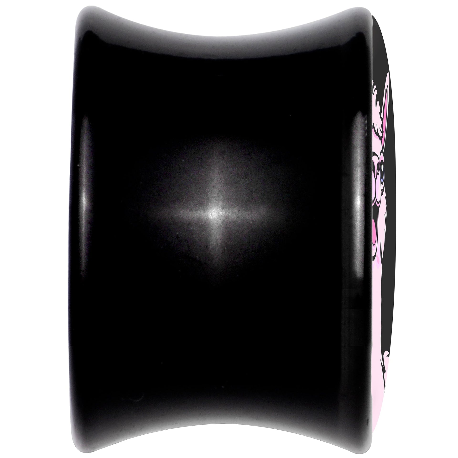 Pink Happy Llama Black Acrylic Saddle Plug Set 8mm to 20mm by Onyx O