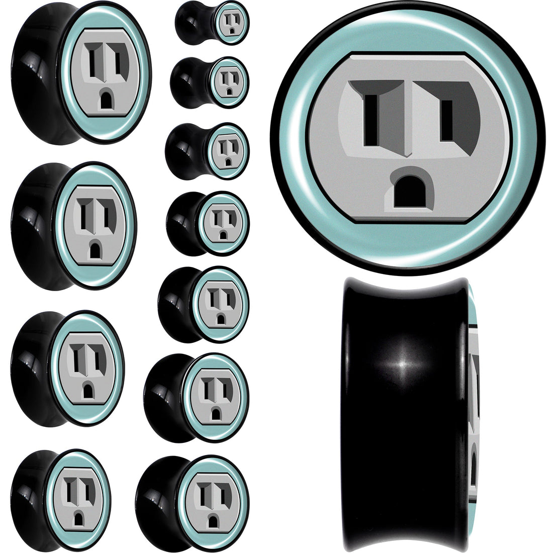 0G Frowning Plug OutletBlack Acrylic Saddle Plug Set by Onyx O