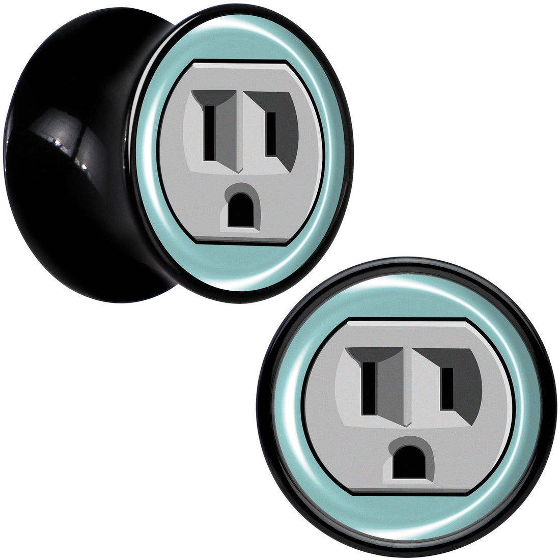 0G Frowning Plug OutletBlack Acrylic Saddle Plug Set by Onyx O