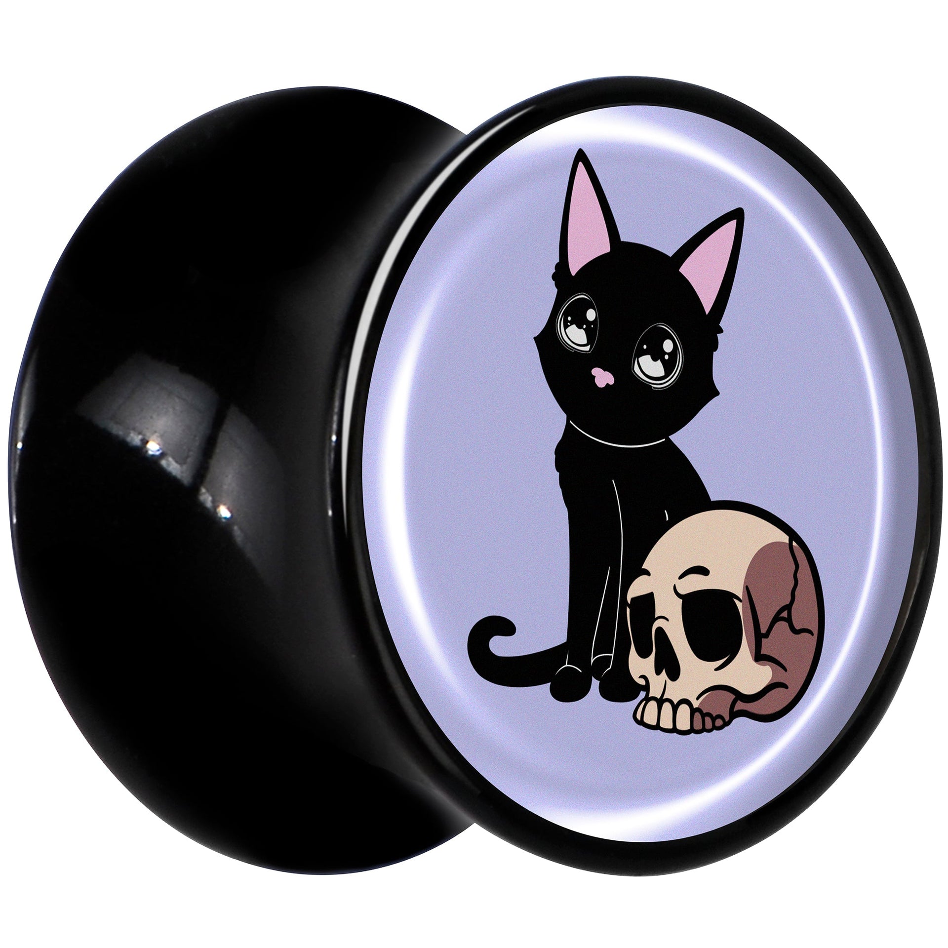 0G Skull Cat Black Acrylic Saddle Plug Set by Onyx O