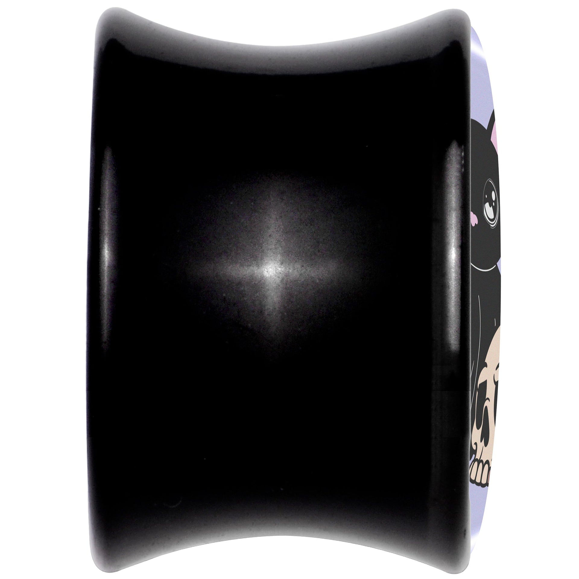 0G Skull Cat Black Acrylic Saddle Plug Set by Onyx O