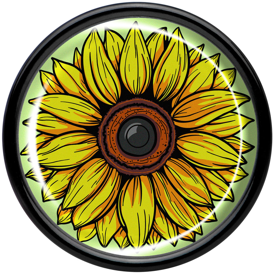 Yellow Sunflower Saddle Plugs in Black Acrylic - Hypoallergenic