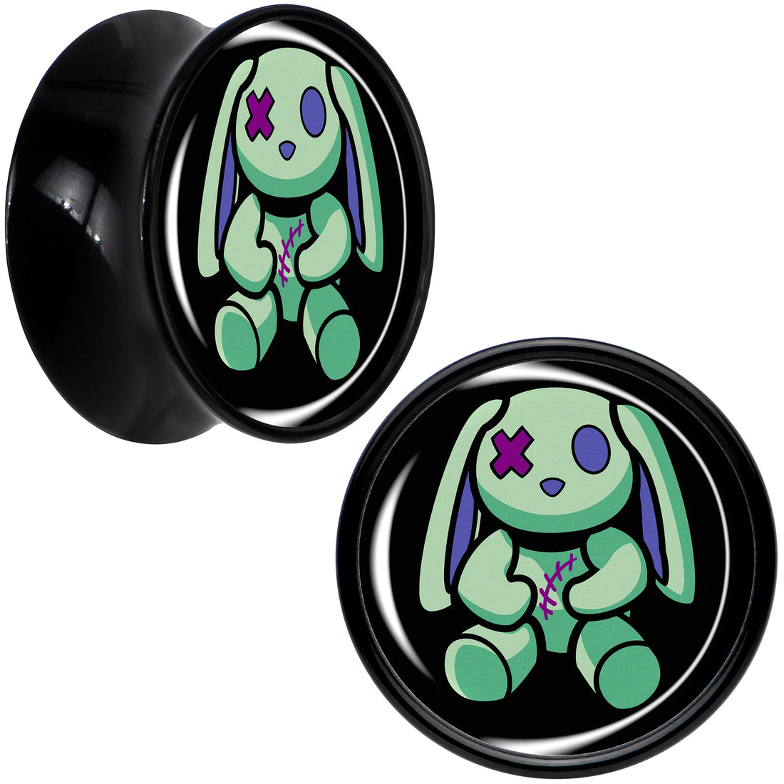 Zombie Bunny Black Acrylic Saddle Plug Set for Stretched Lobes - Image 9
