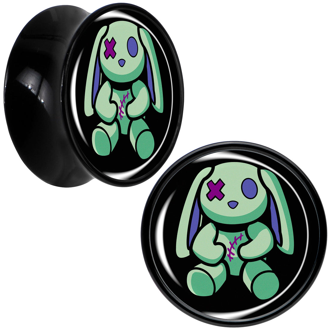 Zombie Bunny Black Acrylic Saddle Plug Set for Stretched Lobes - Image 10