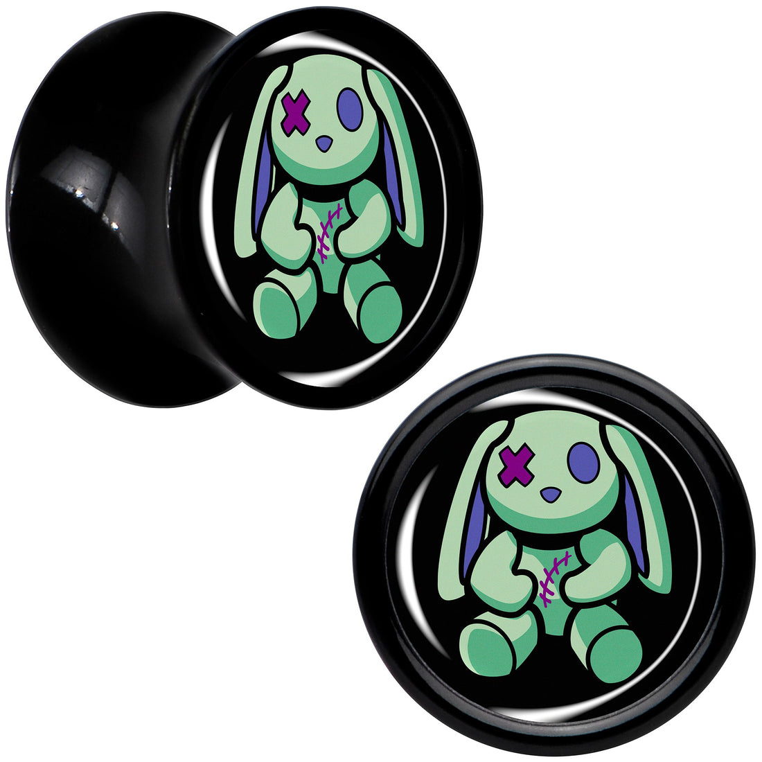 Zombie Bunny Black Acrylic Saddle Plug Set for Stretched Lobes - Image 13