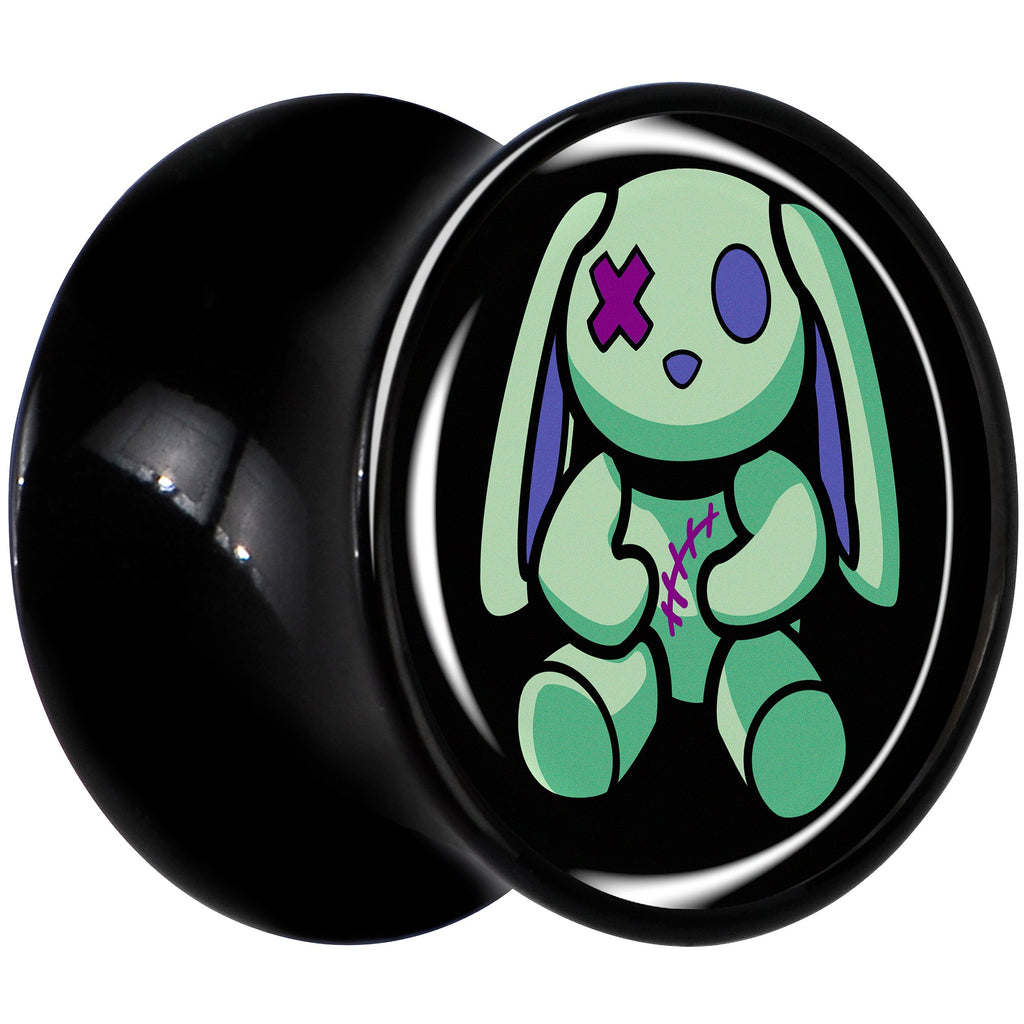 Zombie Bunny Black Acrylic Saddle Plug Set for Stretched Lobes - Image 3