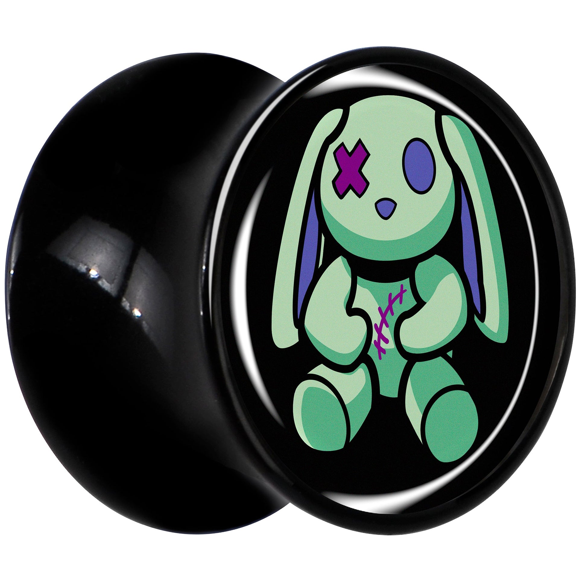 Zombie Bunny Black Acrylic Saddle Plug Set for Stretched Lobes - Image 3