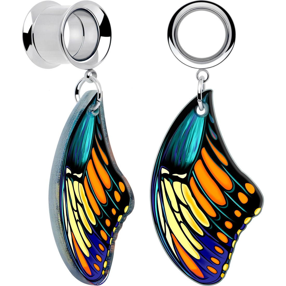 Wing of Butterfly Dangle Tunnel Plugs in Stainless Steel - Image 7