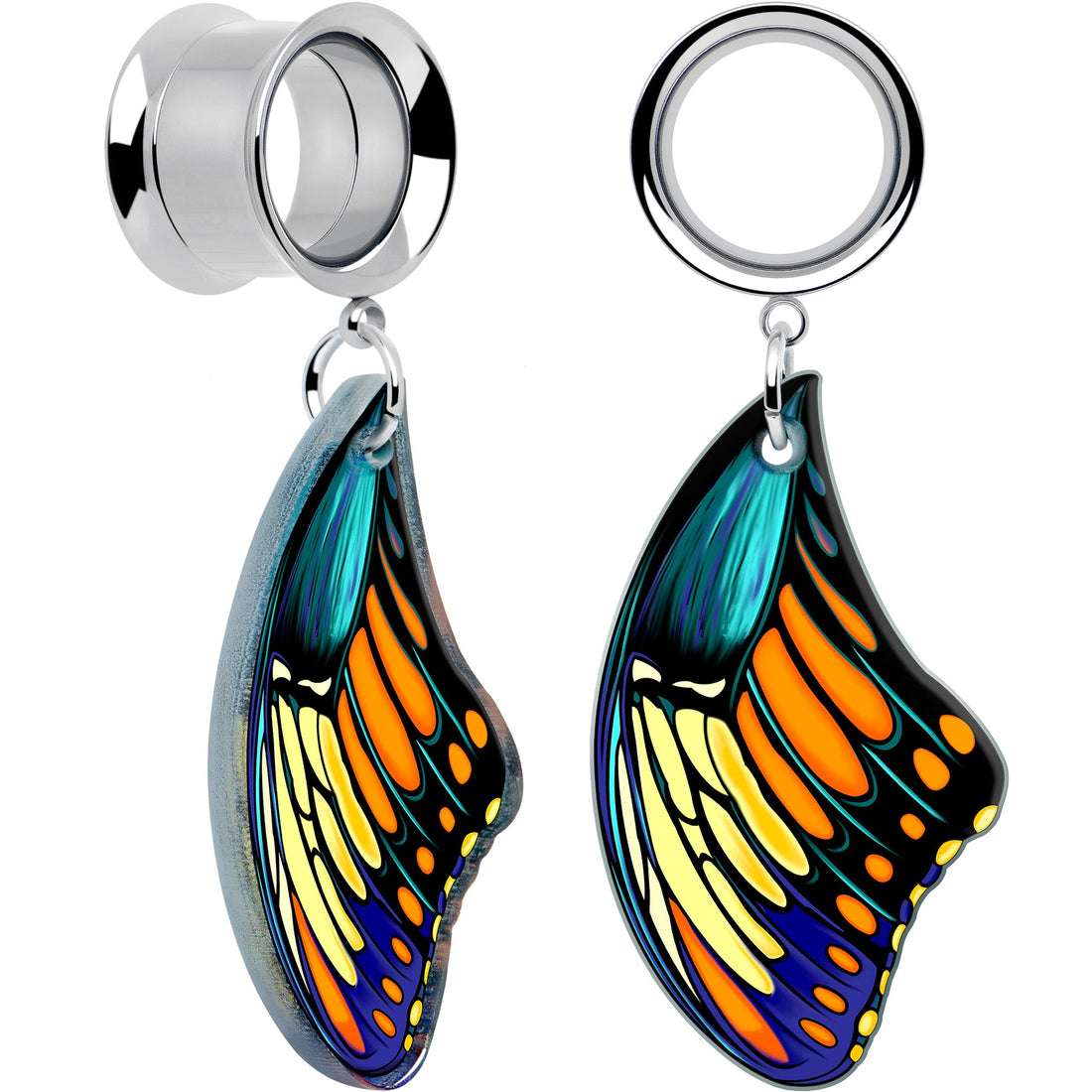 Wing of Butterfly Dangle Tunnel Plugs in Stainless Steel - Image 8