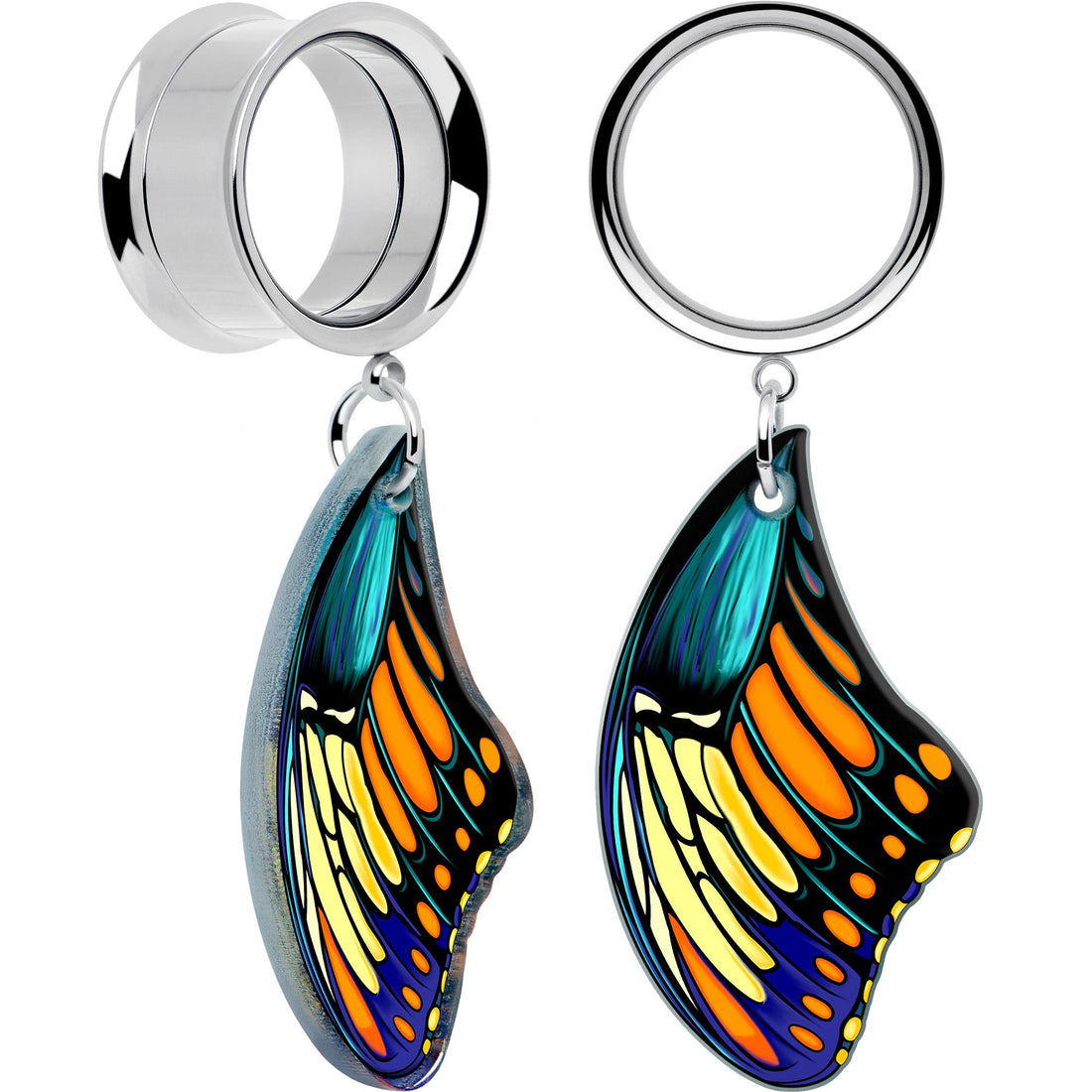 Wing of Butterfly Dangle Tunnel Plugs in Stainless Steel - Image 10