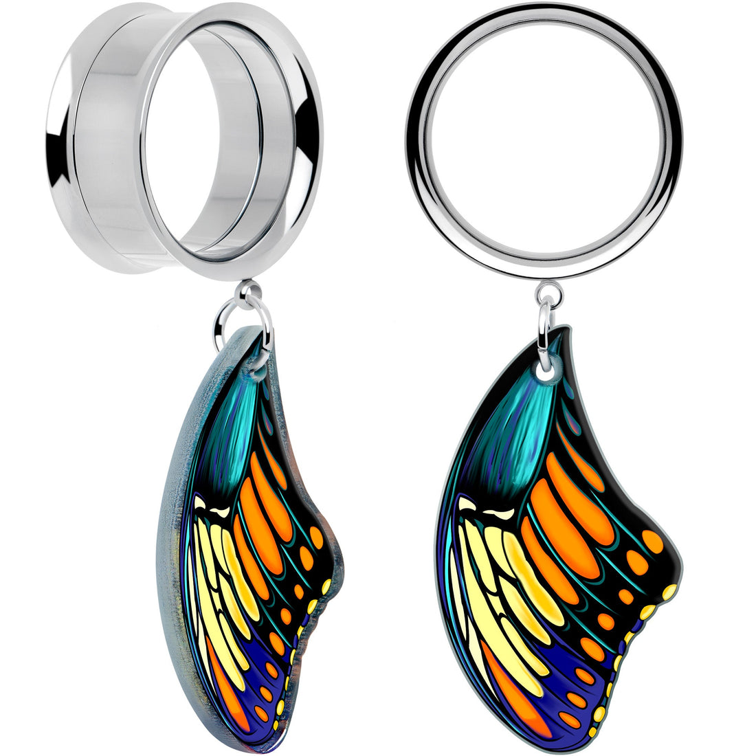 Wing of Butterfly Dangle Tunnel Plugs in Stainless Steel - Image 11