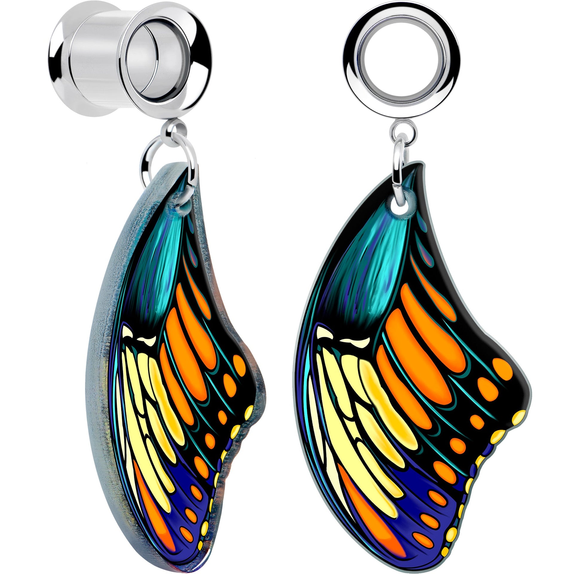 Wing of Butterfly Dangle Tunnel Plugs in Stainless Steel - Image 12