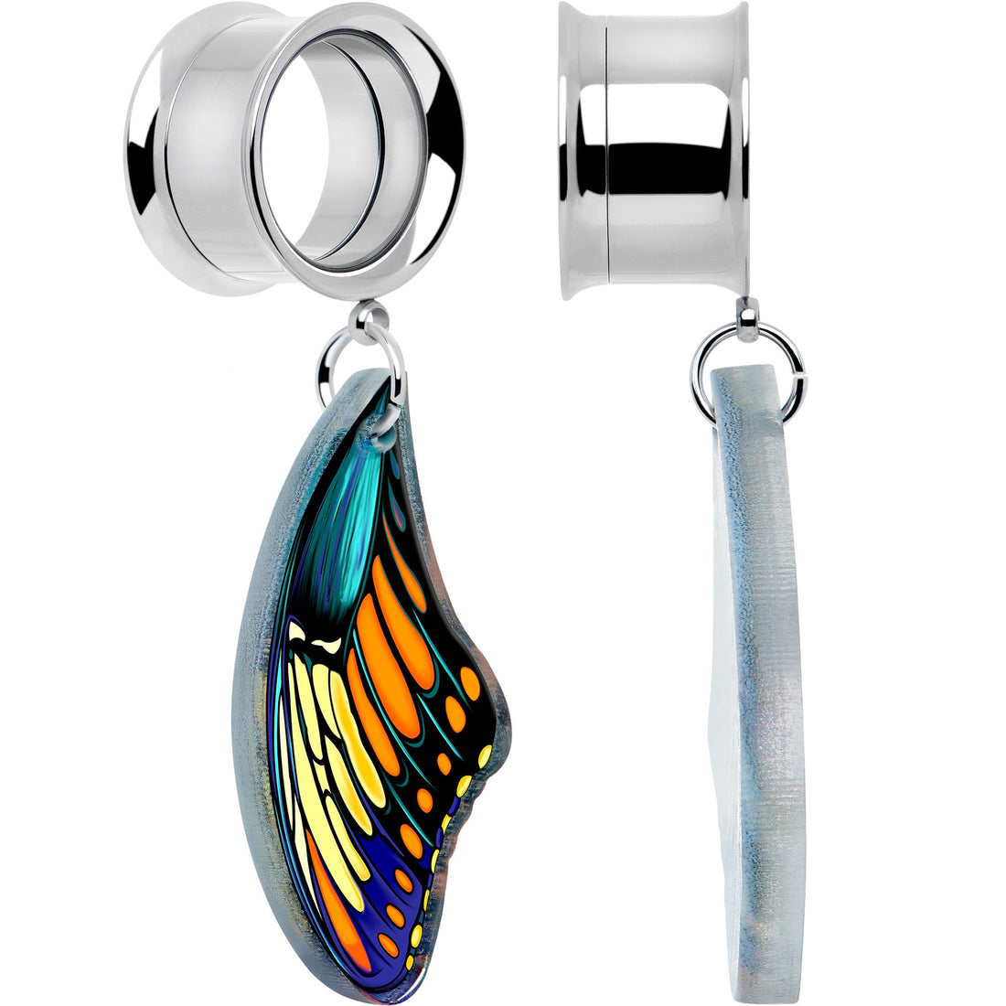 Wing of Butterfly Dangle Tunnel Plugs in Stainless Steel - Image 2