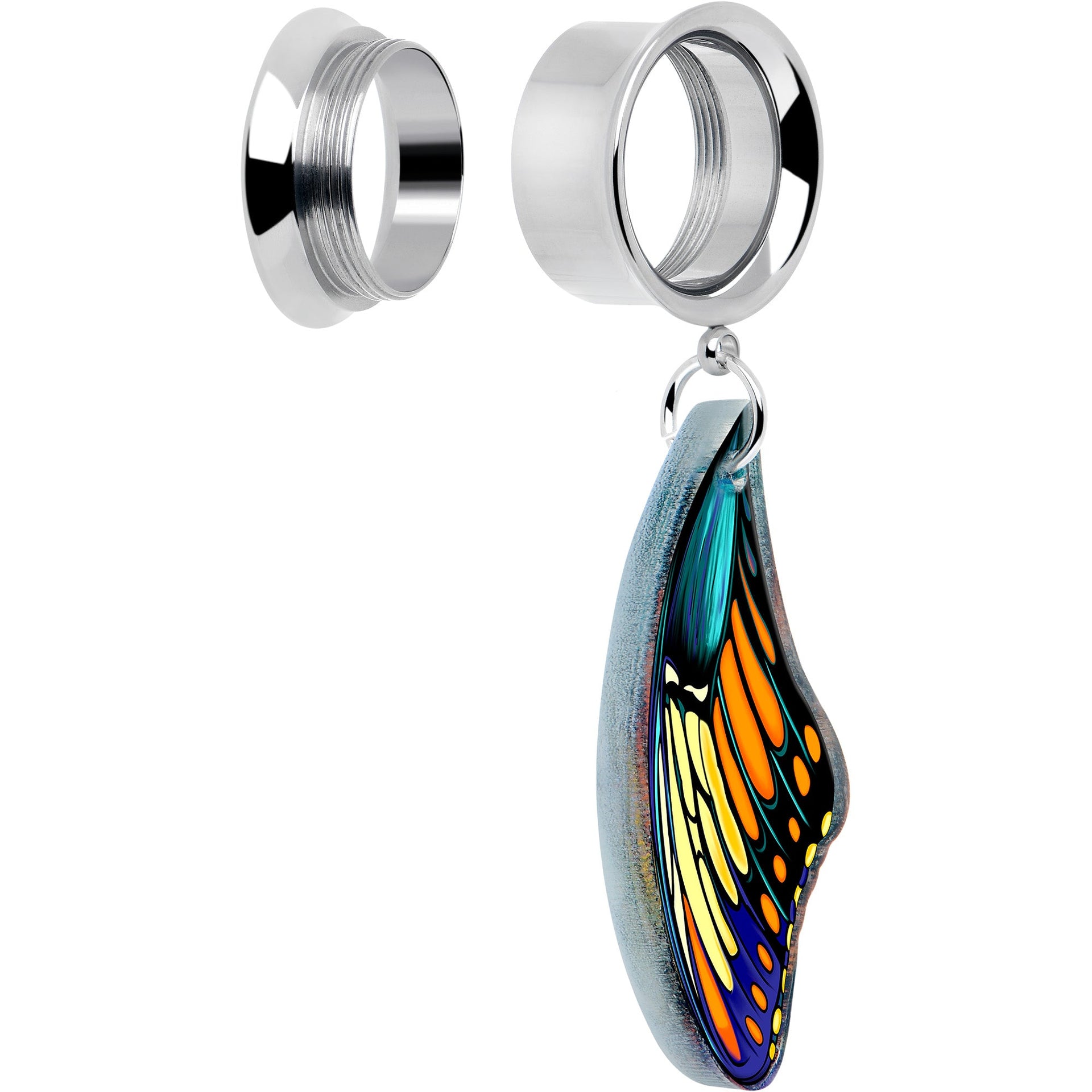 Wing of Butterfly Dangle Tunnel Plugs in Stainless Steel - Image 6