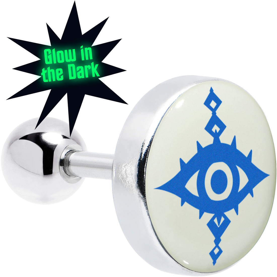 16G 1/4 Glow in the Dark Evil Eye Tragus Cartilage Earring by Onyx O