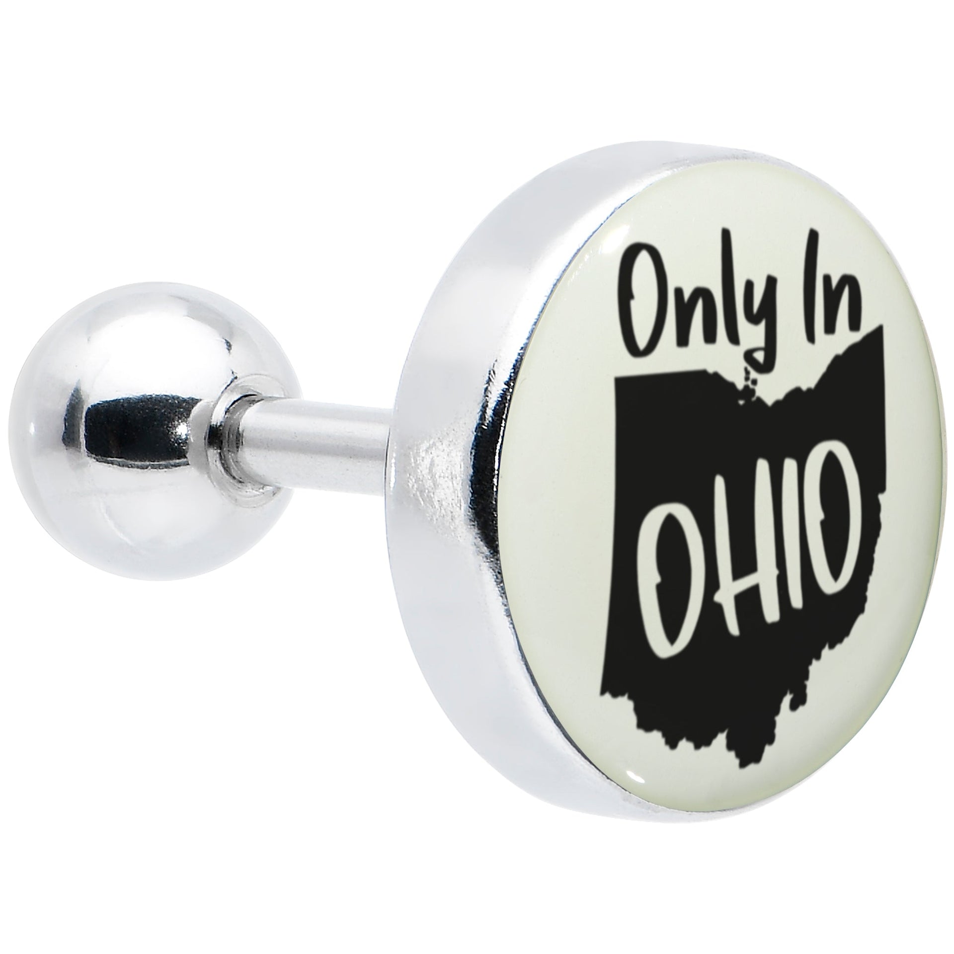 16G 1/4 Glow in the Dark Only in Ohio Tragus Cartilage Earring by Onyx O