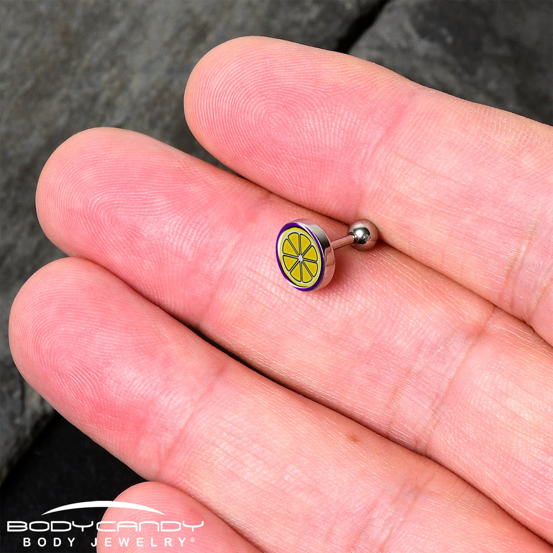 16G 1/4 Yellow Slice of Lemon Tragus Cartilage Earring by Onyx O