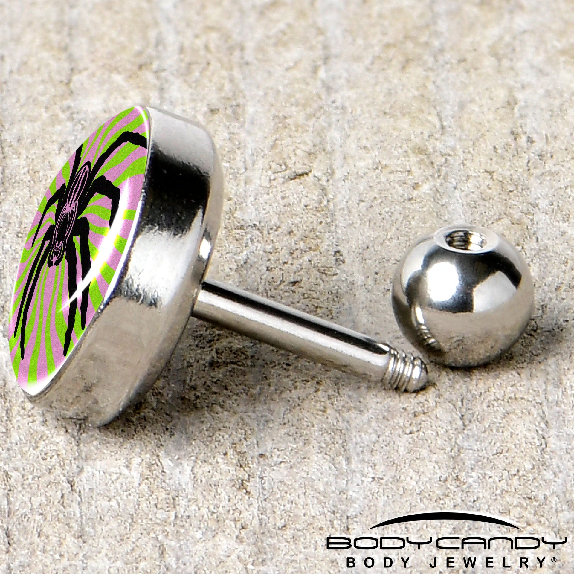 16G 1/4 Psychedelic Spider Tragus Cartilage Earring by Onyx O