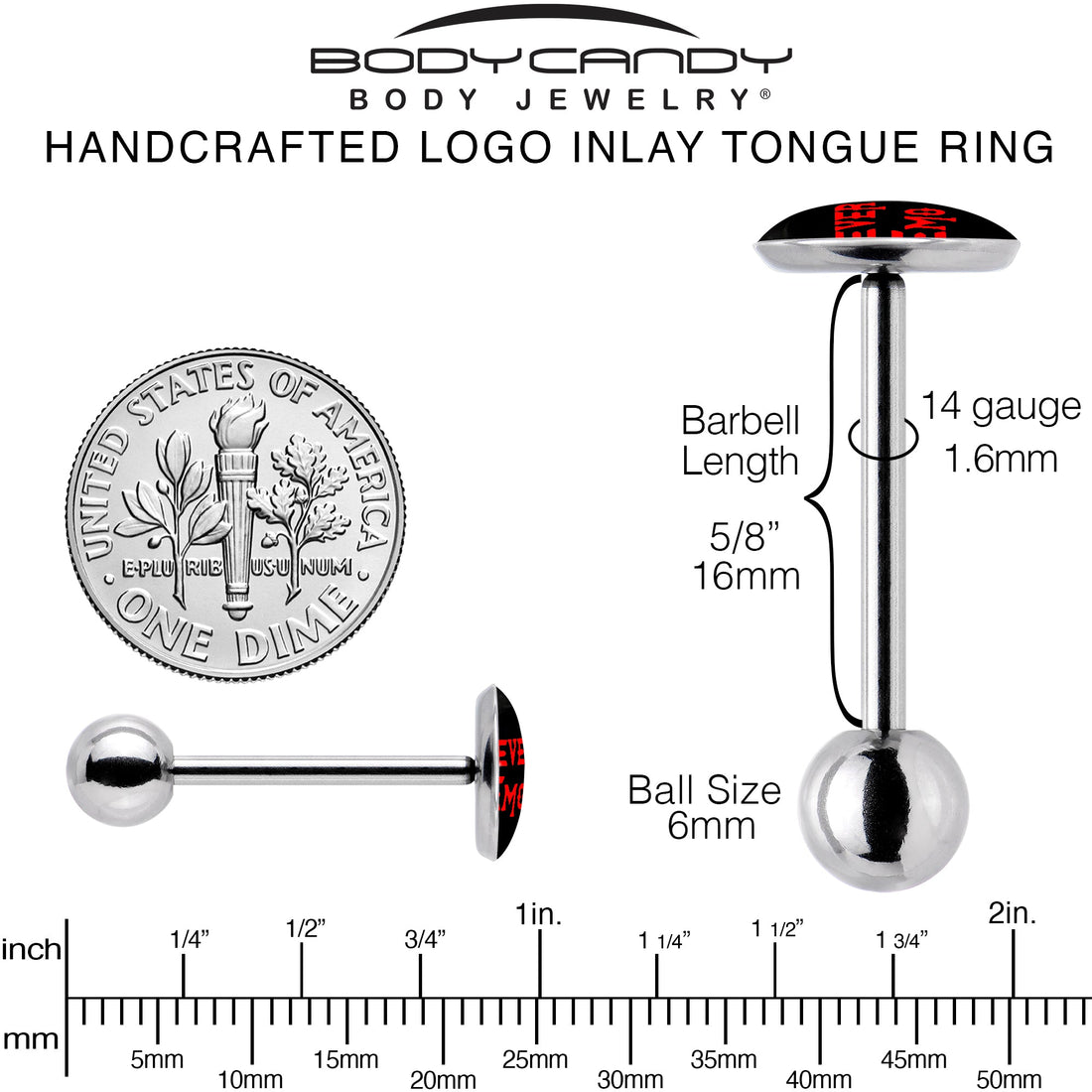 Black Red 4 Ever Emo Barbell Tongue Ring by Onyx O