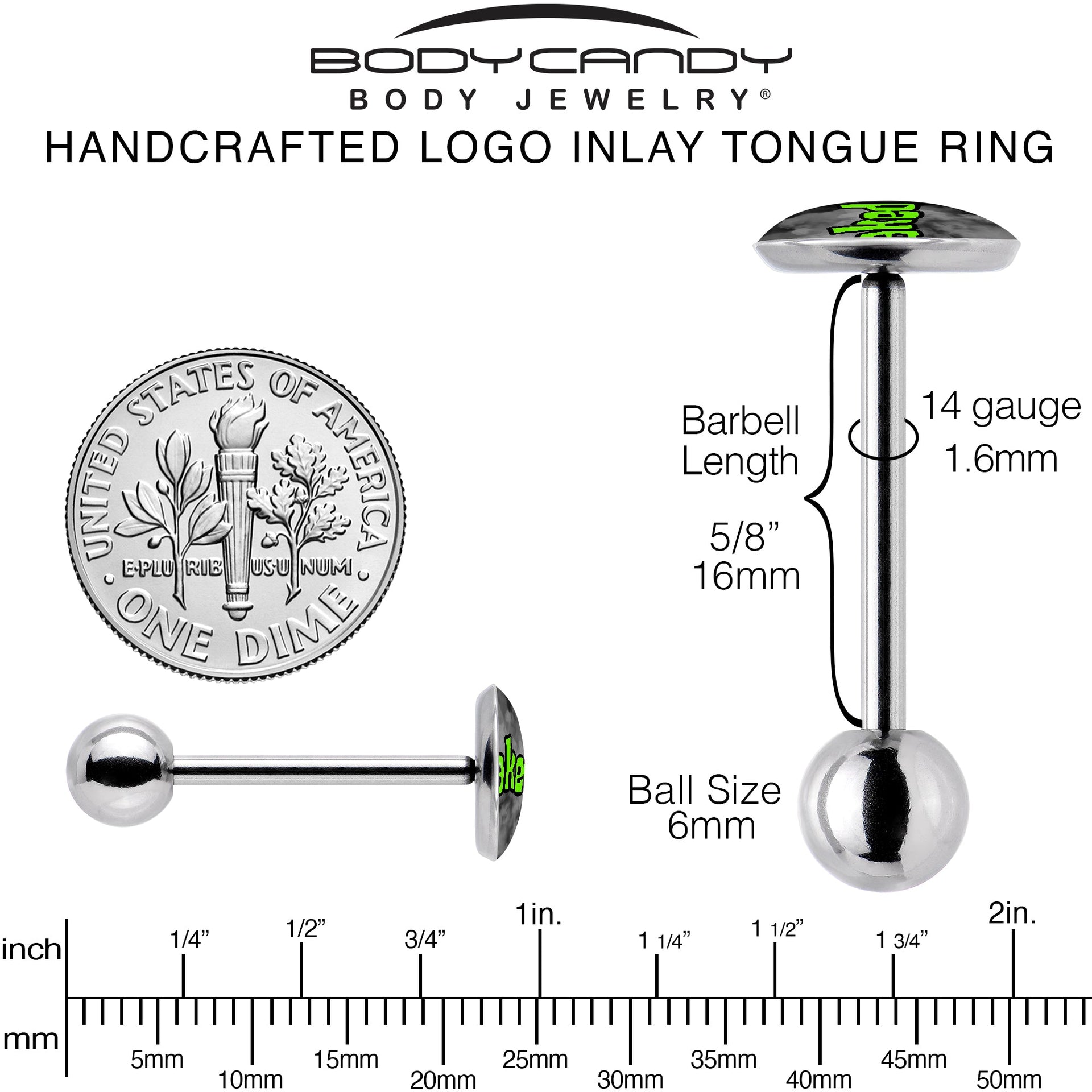 Logo Baked Stoner Barbell Tongue Ring by Onyx O