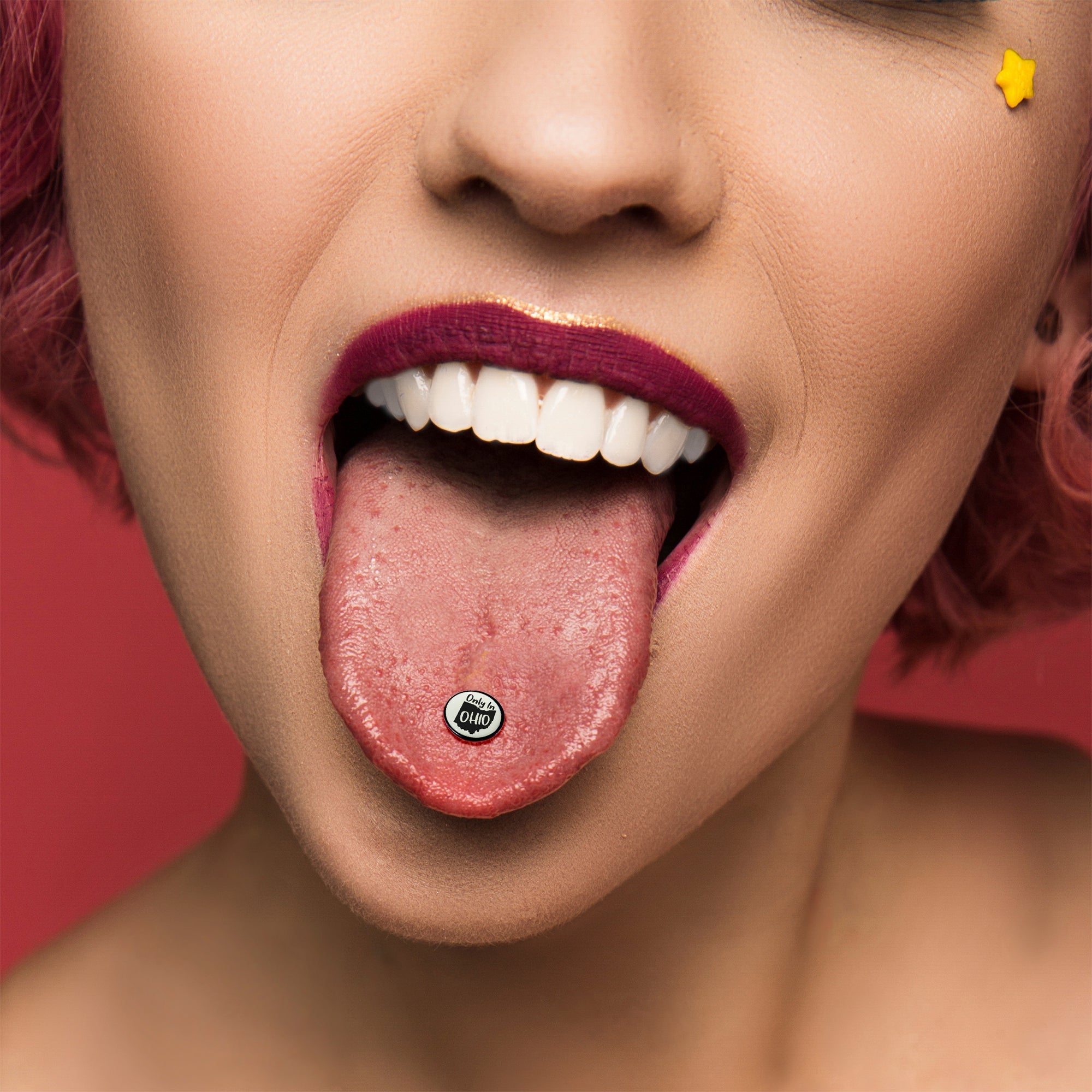Glow in the Dark Black Anodized Only in Ohio Barbell Tongue Ring by Onyx O