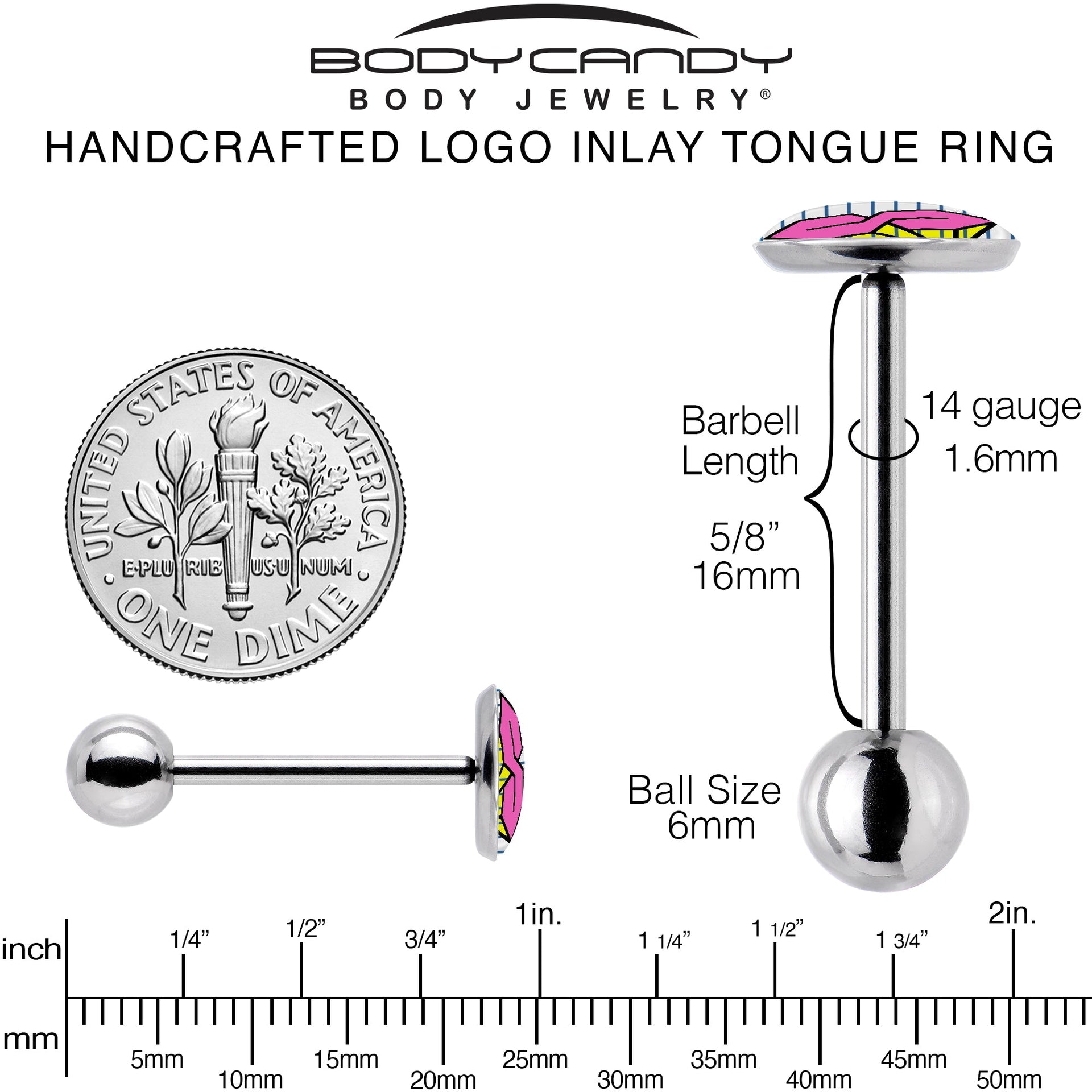 Hot Pink Cool S Barbell Tongue Ring by Onyx O