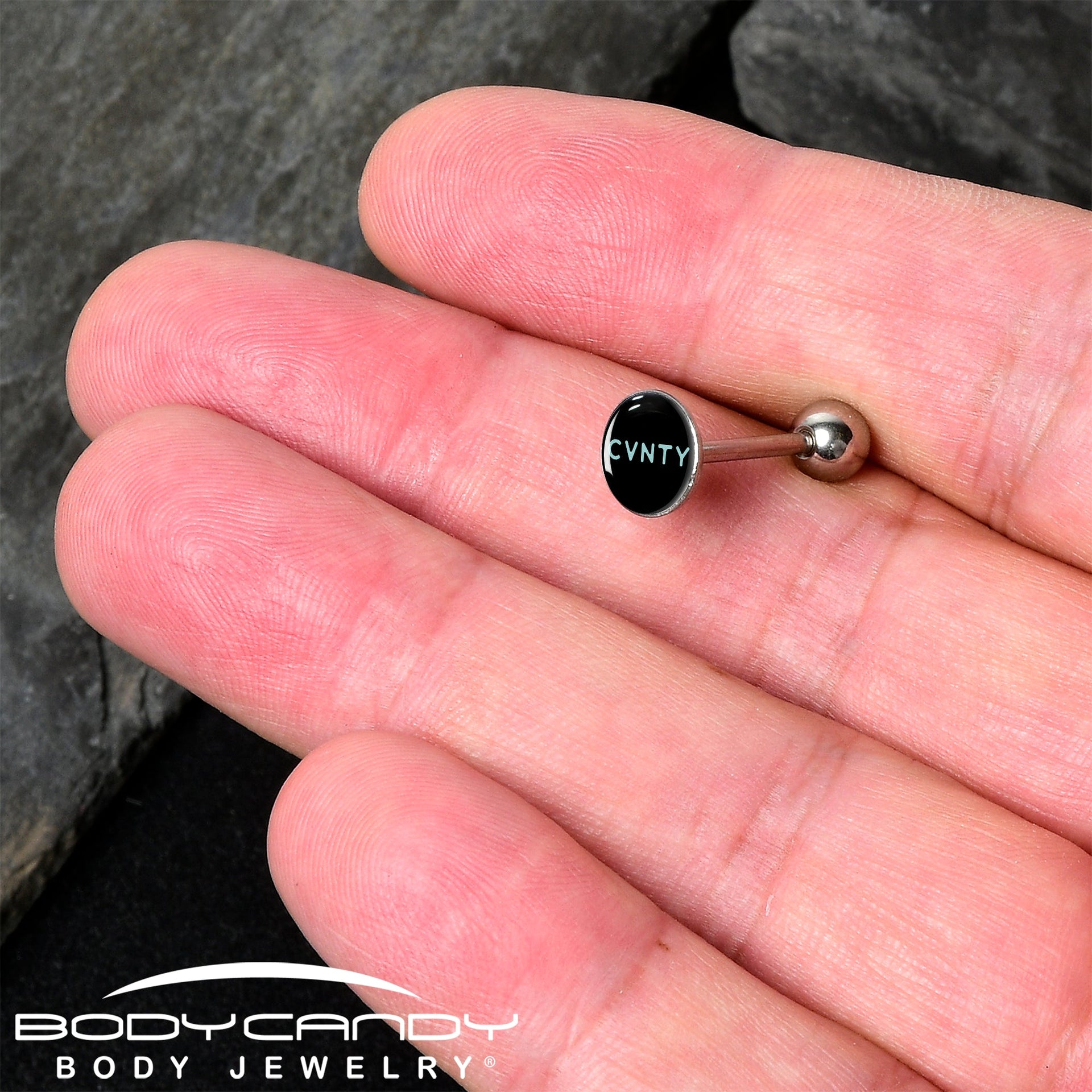 Phrase Logo CVNTY Barbell Tongue Ring by Onyx O