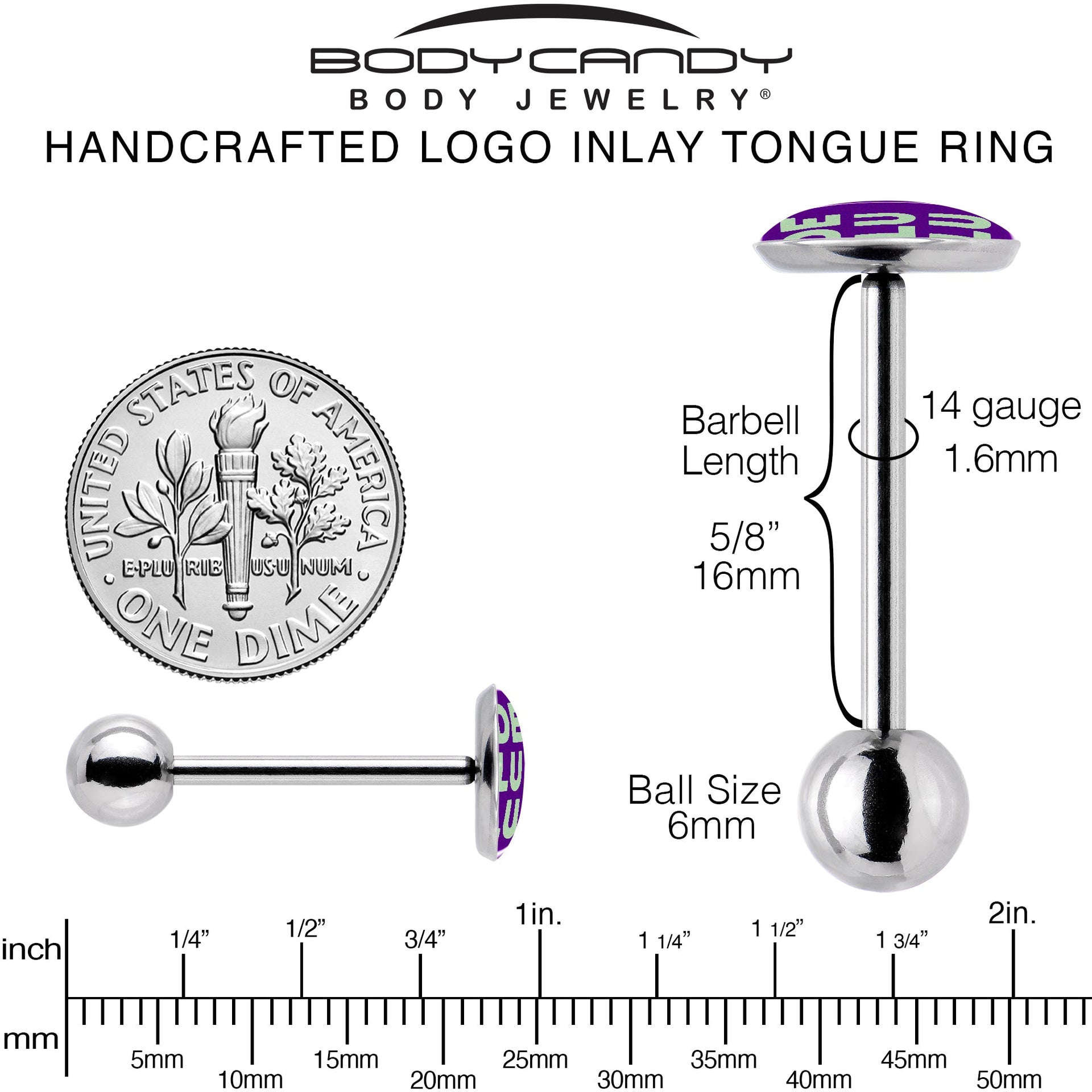 Word DELULU Barbell Tongue Ring by Onyx O