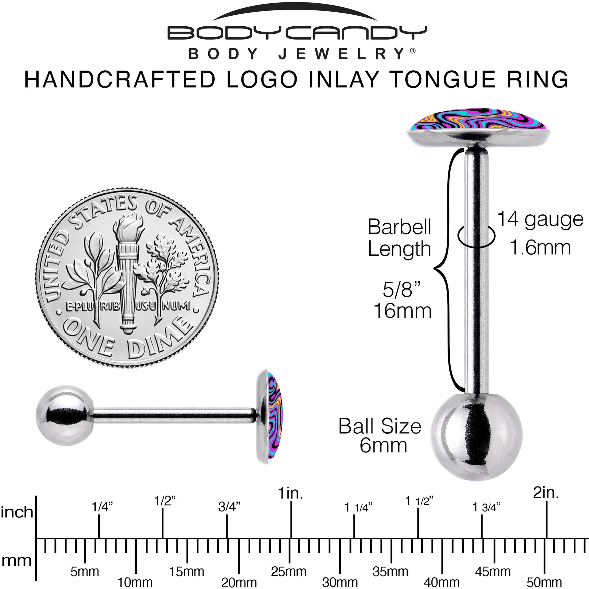 Funky Swirls Barbell Tongue Ring by Onyx O