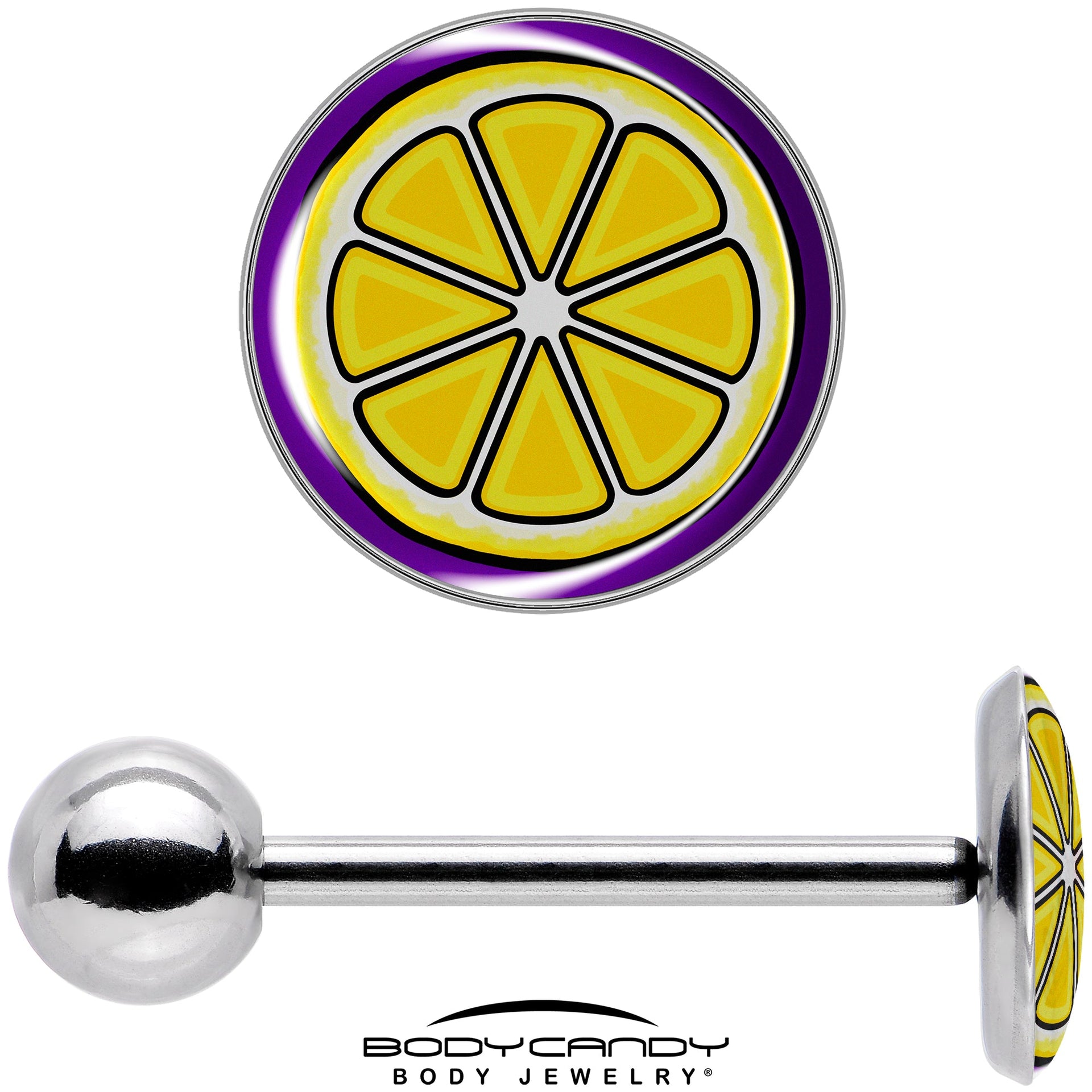 Yellow Lemon Slice Tongue Ring Piercing Jewelry - Image 7