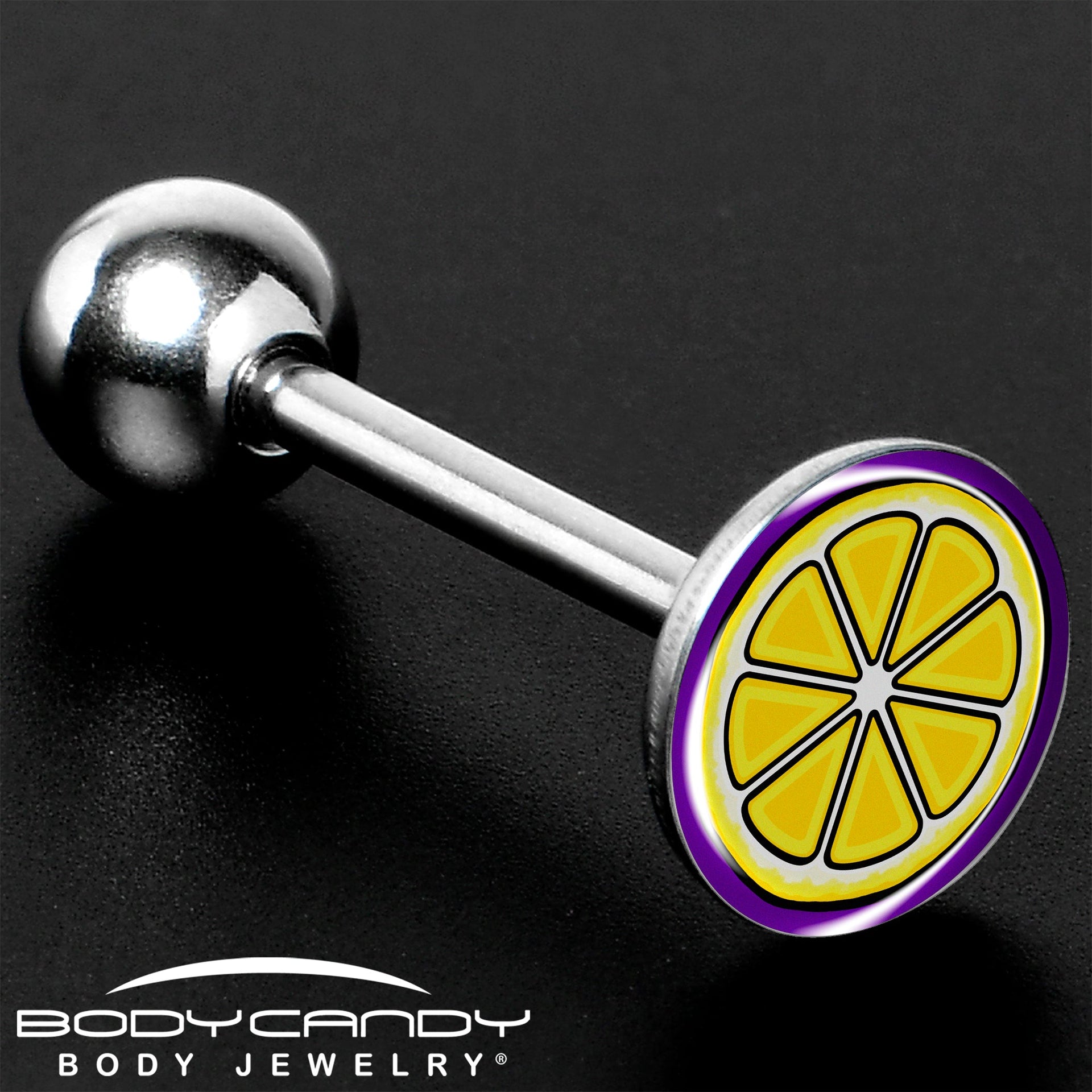 Yellow Lemon Slice Tongue Ring Piercing Jewelry - Image 8